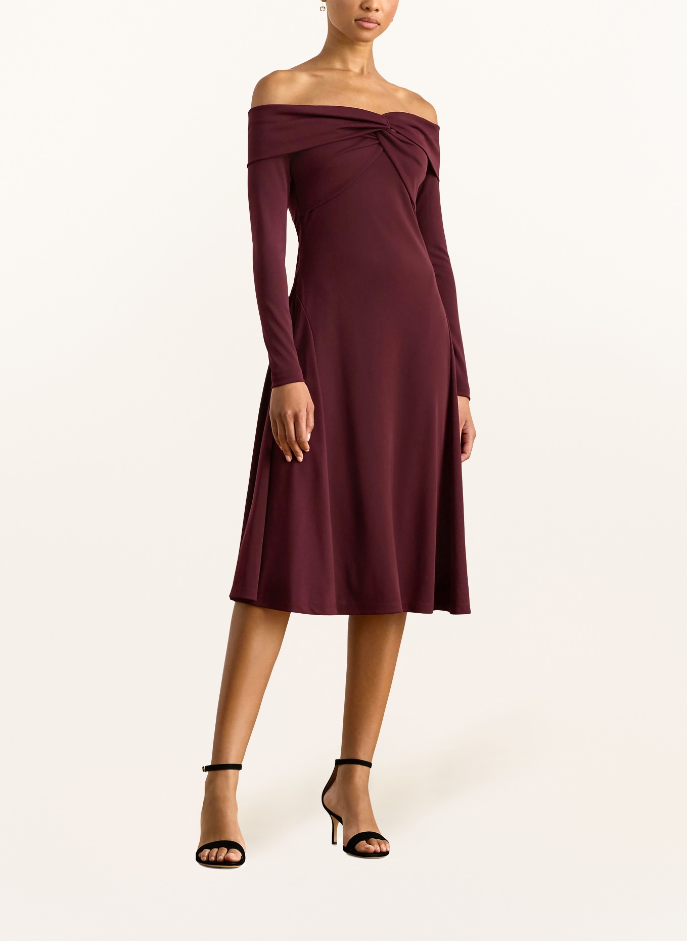 LAUREN RALPH LAUREN Off-Shoulder-Kleid aus Jersey: DUNKELROT