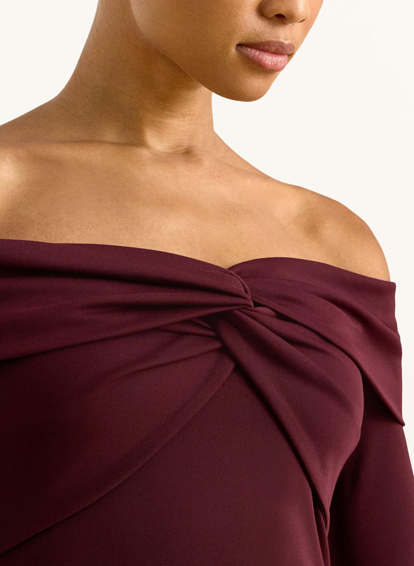LAUREN RALPH LAUREN Off-Shoulder-Kleid aus Jersey: DUNKELROT