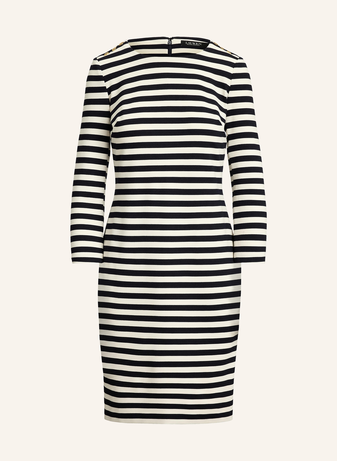 LAUREN RALPH LAUREN Sukienka z dżerseju z rękawami 3/4: GRANATOWY / KREMOWY