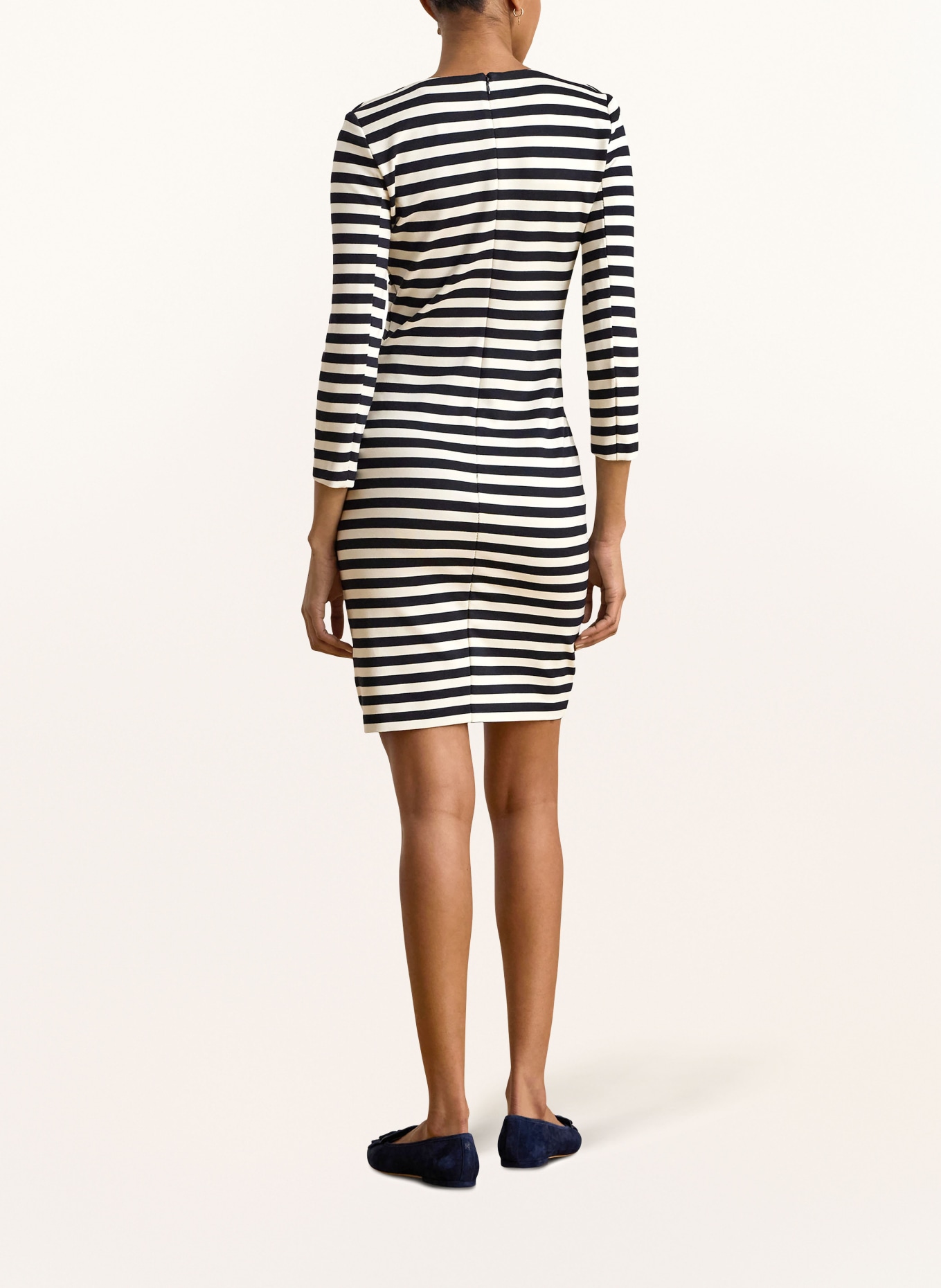 LAUREN RALPH LAUREN Sukienka z dżerseju z rękawami 3/4: GRANATOWY / KREMOWY