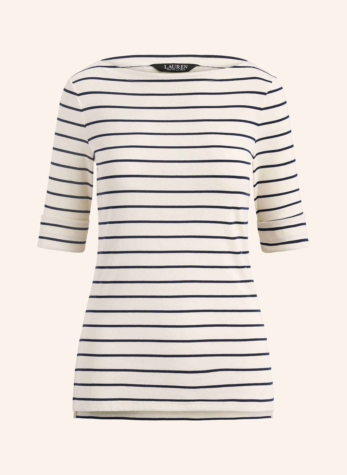 LAUREN RALPH LAUREN T-Shirt: CREME / DUNKELBLAU