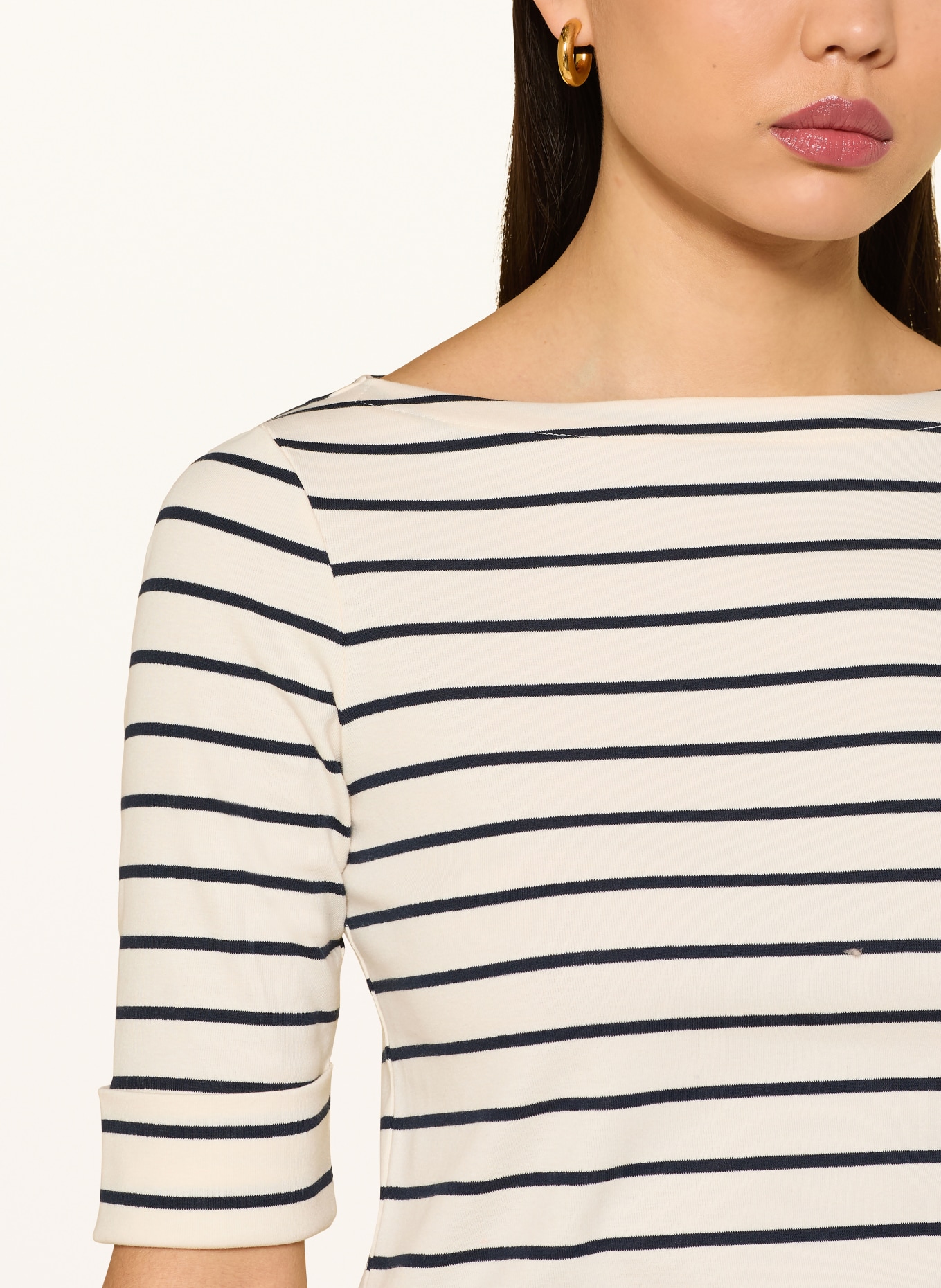 LAUREN RALPH LAUREN T-Shirt: CREME / DUNKELBLAU