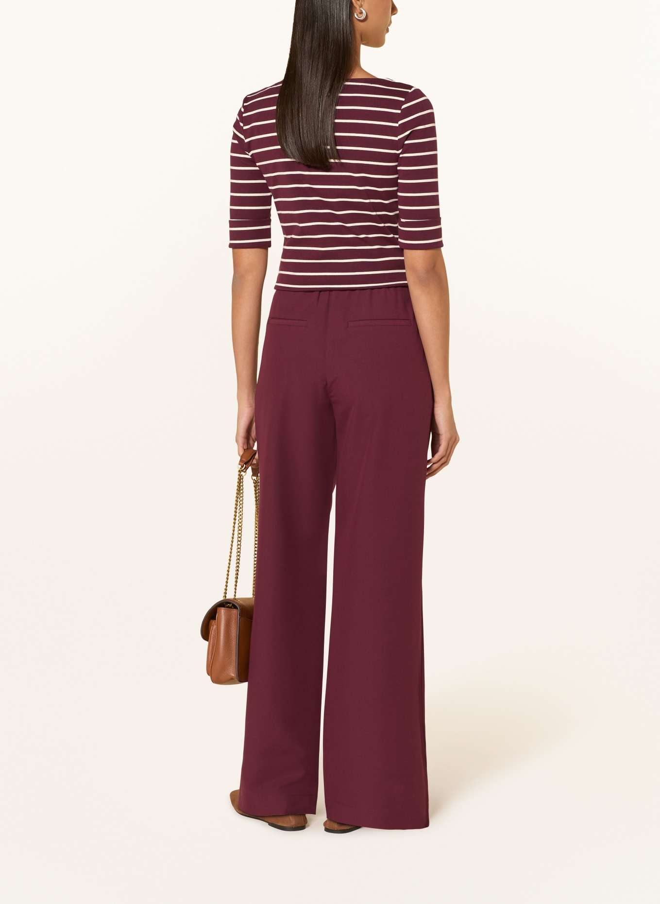 LAUREN RALPH LAUREN koszulka: CIEMNOCZERWONY / KREMOWY