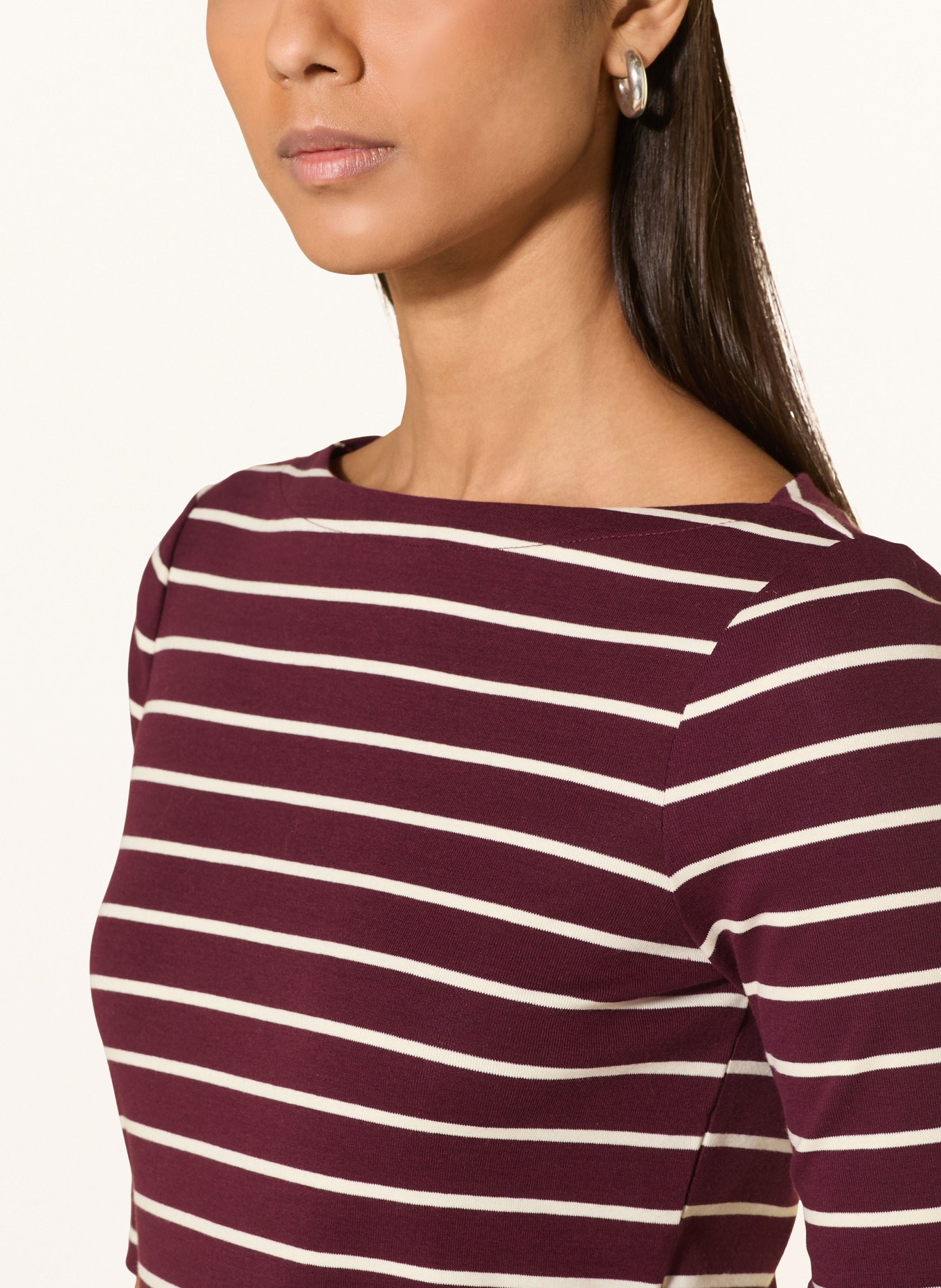 LAUREN RALPH LAUREN koszulka: CIEMNOCZERWONY / KREMOWY