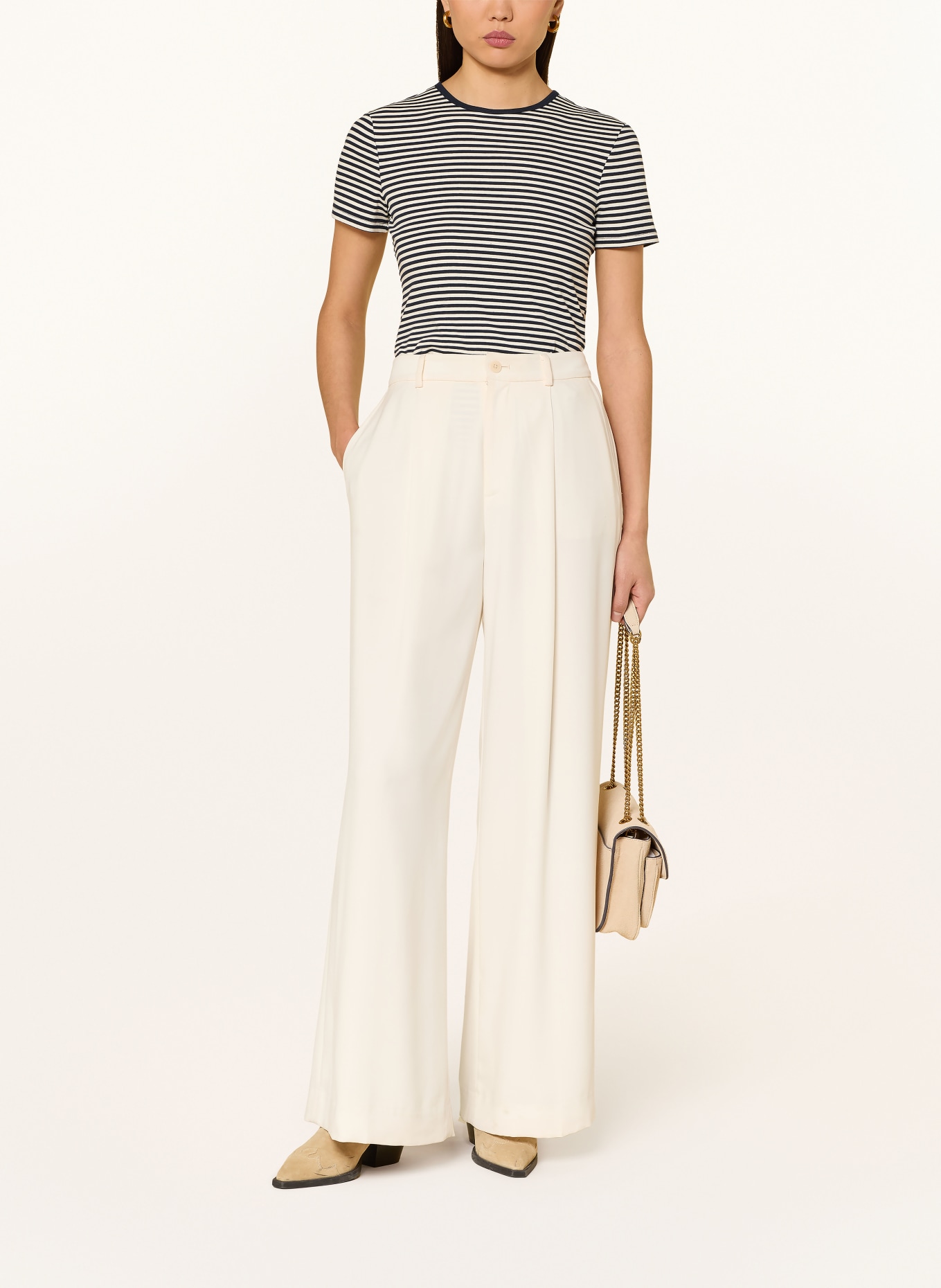 LAUREN RALPH LAUREN T-shirt: DARK BLUE / CREAM