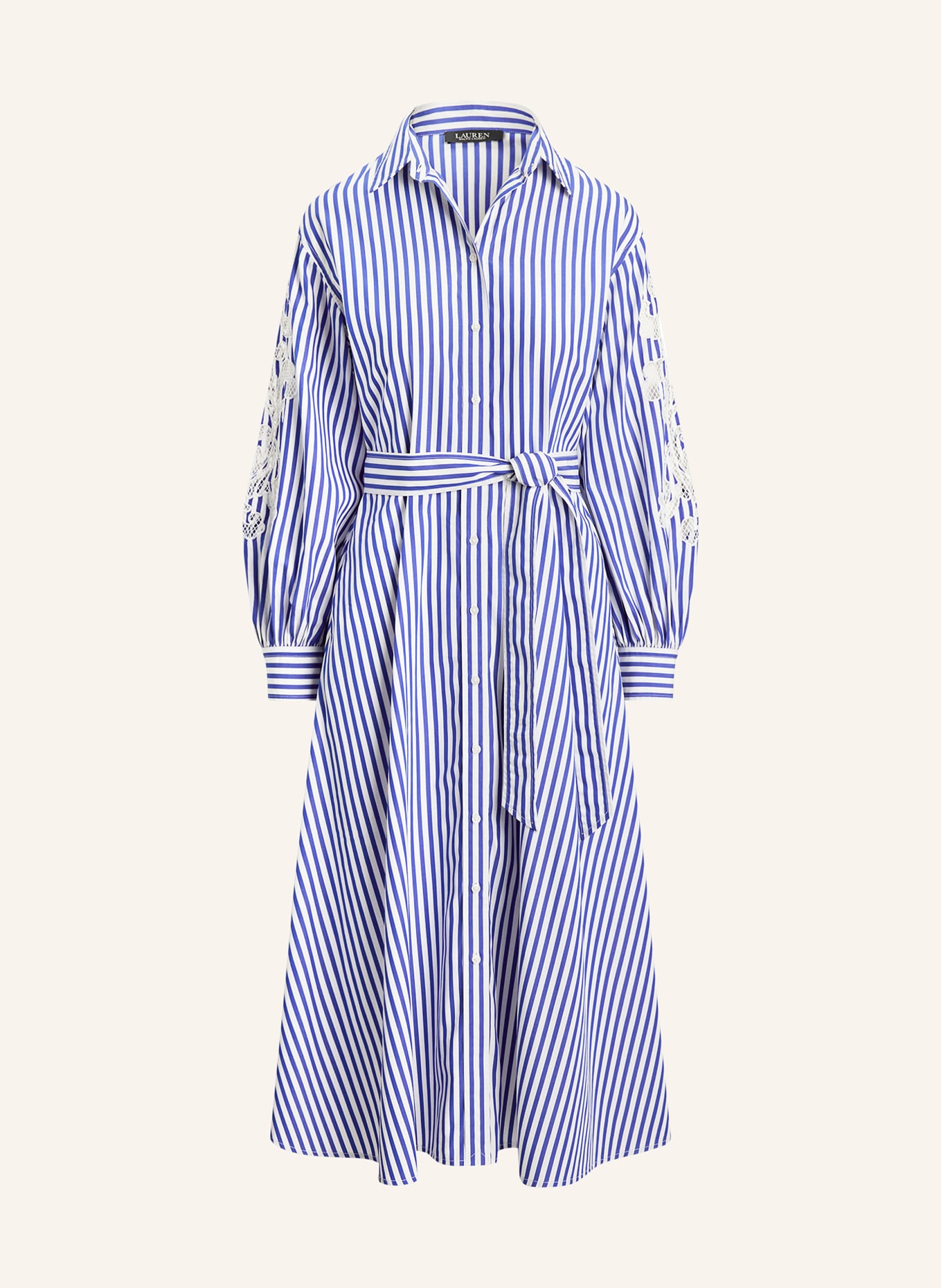 LAUREN RALPH LAUREN Hemdblusenkleid: BLAU / WEISS