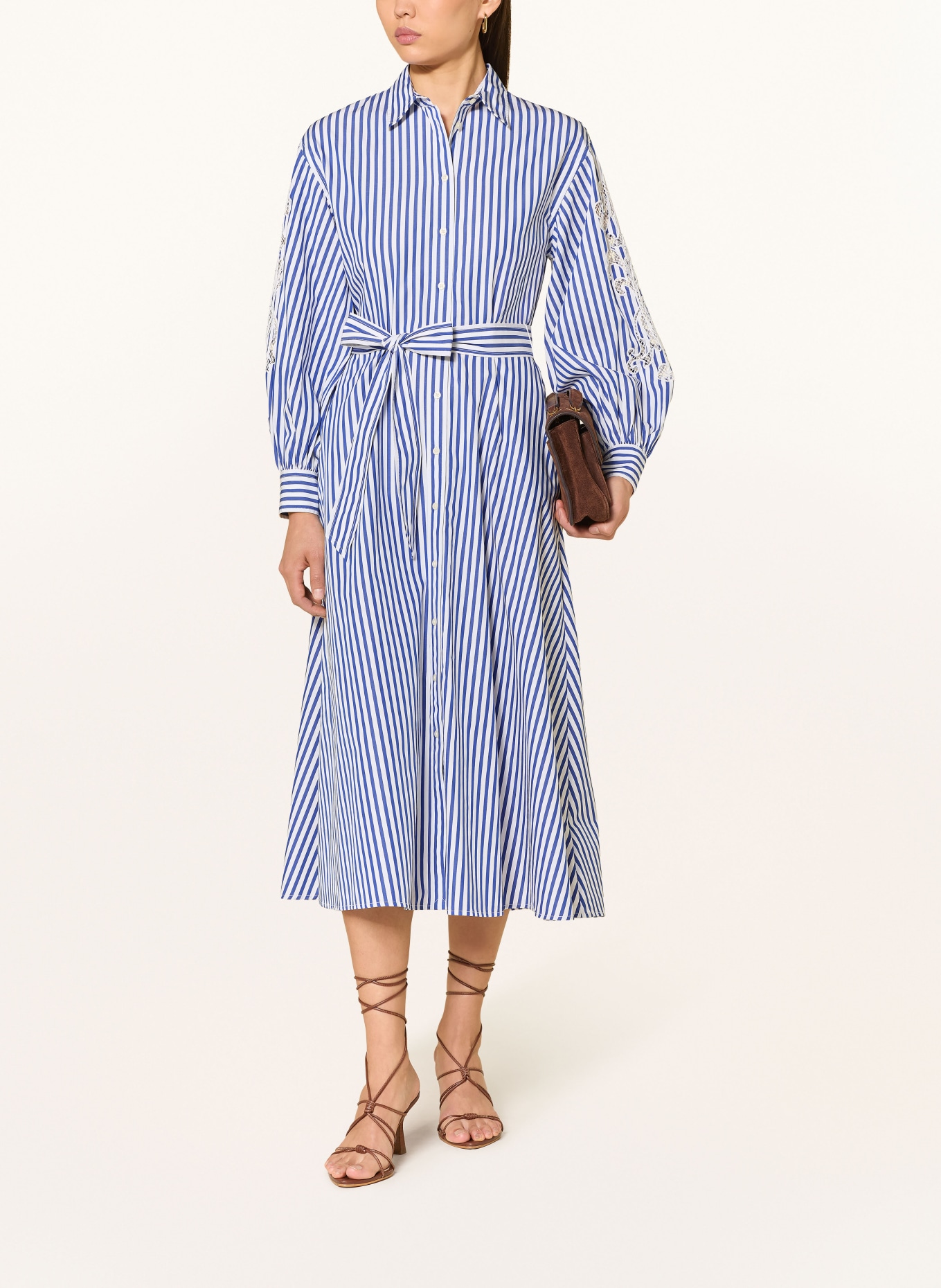 LAUREN RALPH LAUREN Hemdblusenkleid: BLAU / WEISS