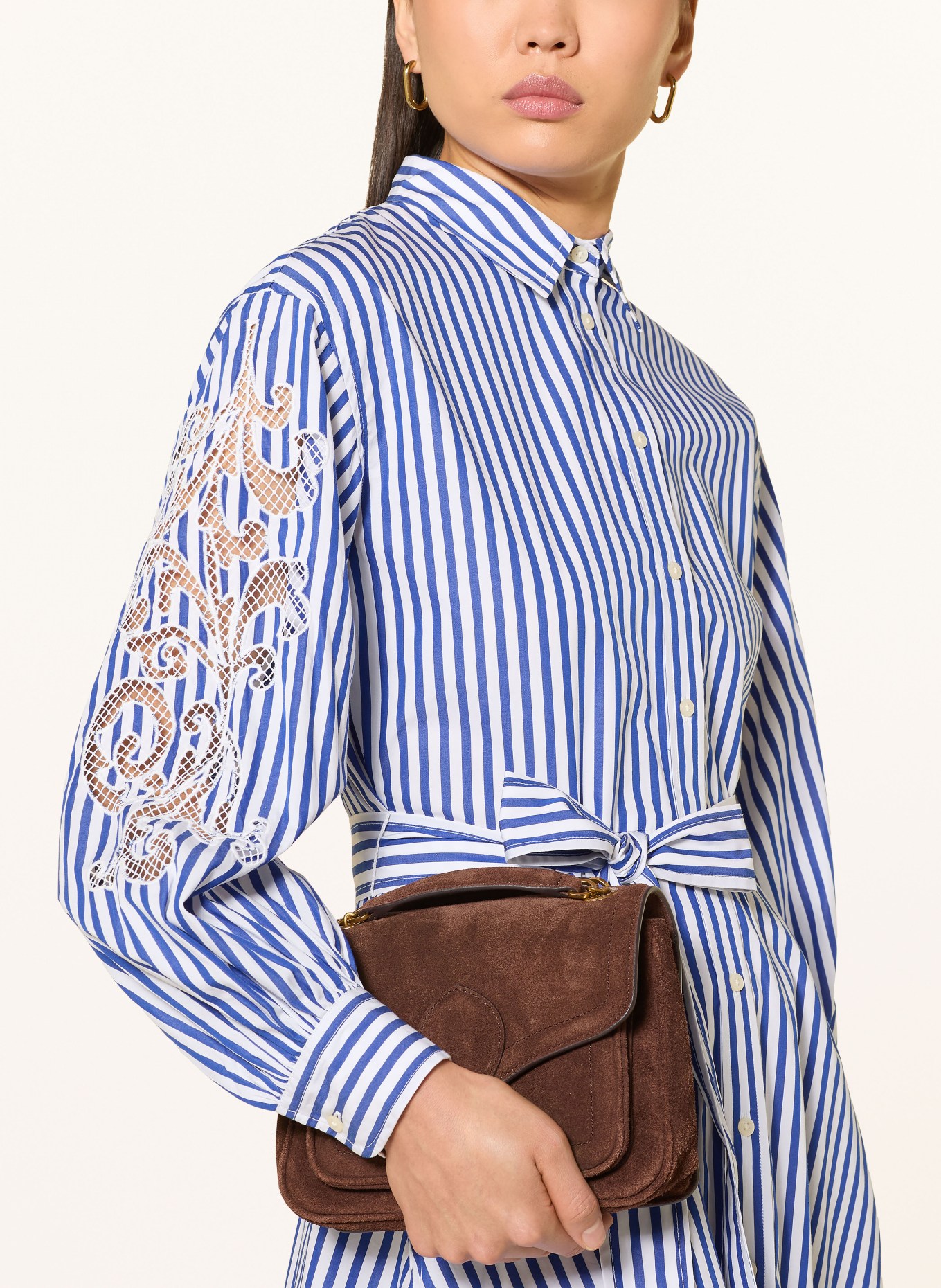 LAUREN RALPH LAUREN Hemdblusenkleid: BLAU / WEISS