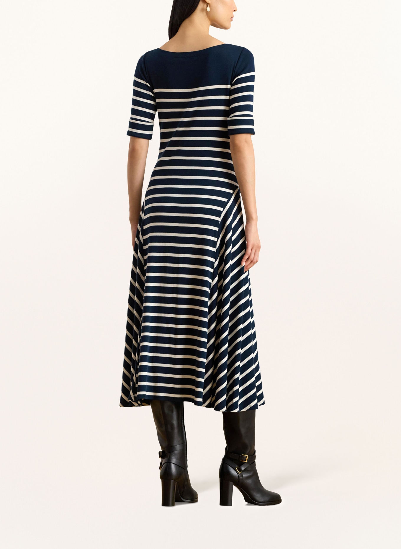 LAUREN RALPH LAUREN Jerseykleid: DUNKELBLAU / CREME
