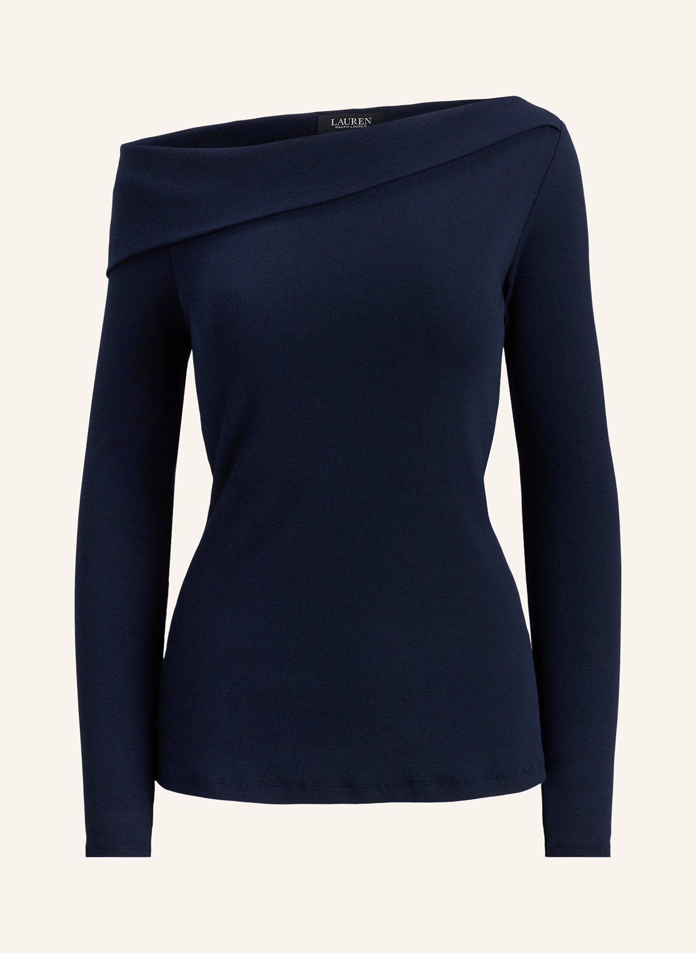 LAUREN RALPH LAUREN One-Shoulder-Shirt: DUNKELBLAU