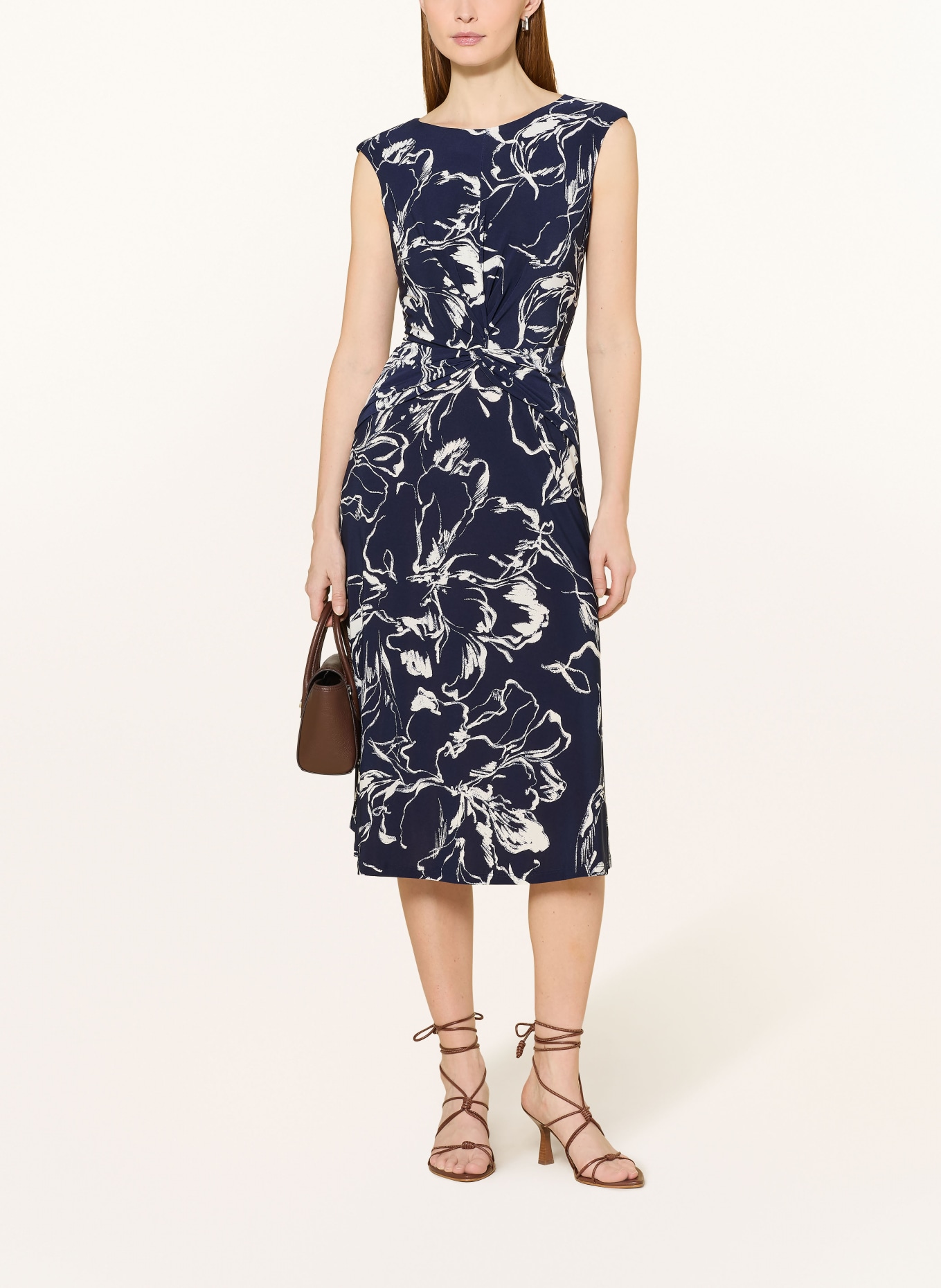 LAUREN RALPH LAUREN sukienka z dżerseju: GRANATOWY / BIAŁY