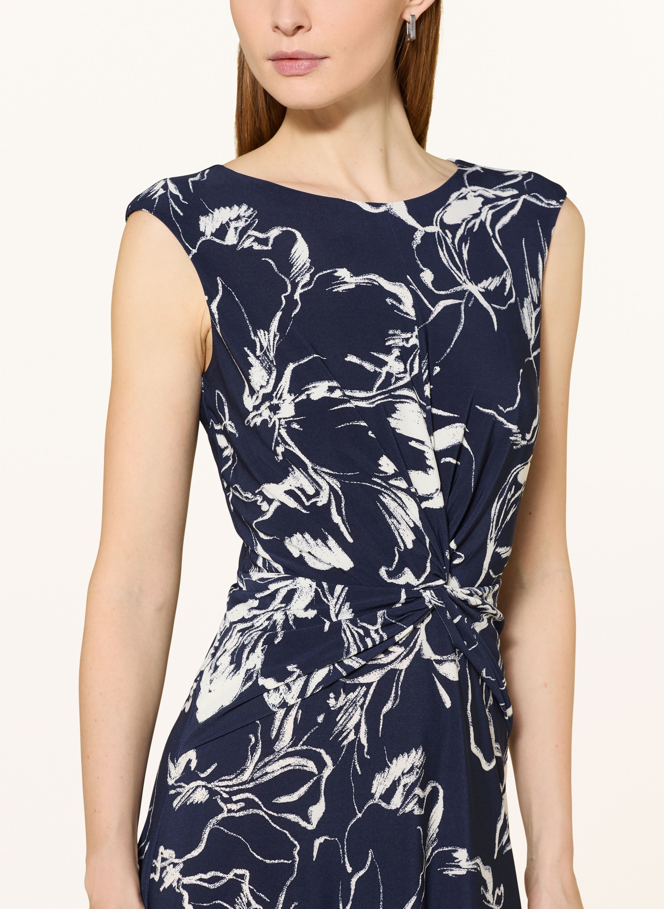 LAUREN RALPH LAUREN sukienka z dżerseju: GRANATOWY / BIAŁY