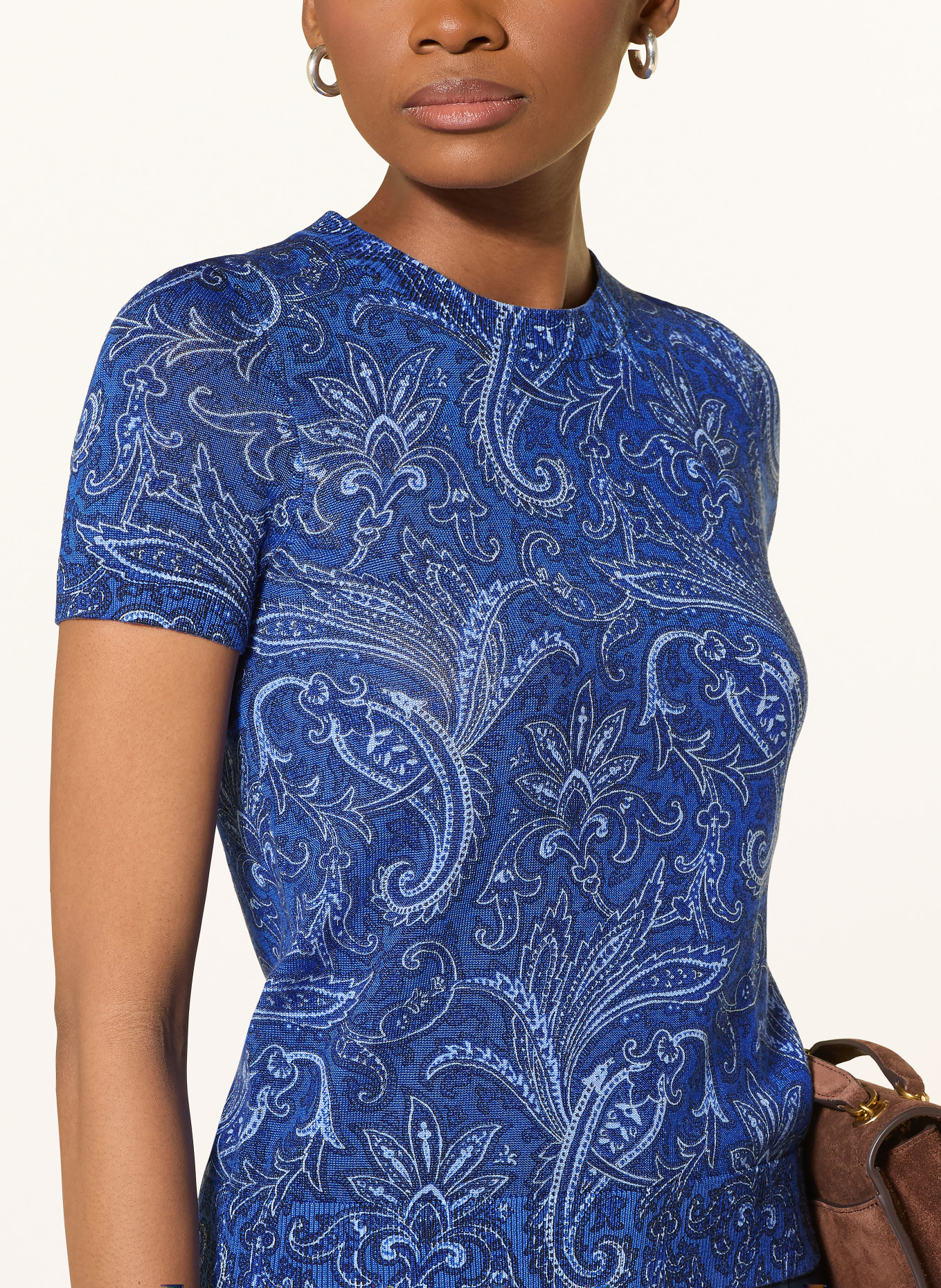 LAUREN RALPH LAUREN knit shirt: BLUE / LIGHT BLUE / BLACK