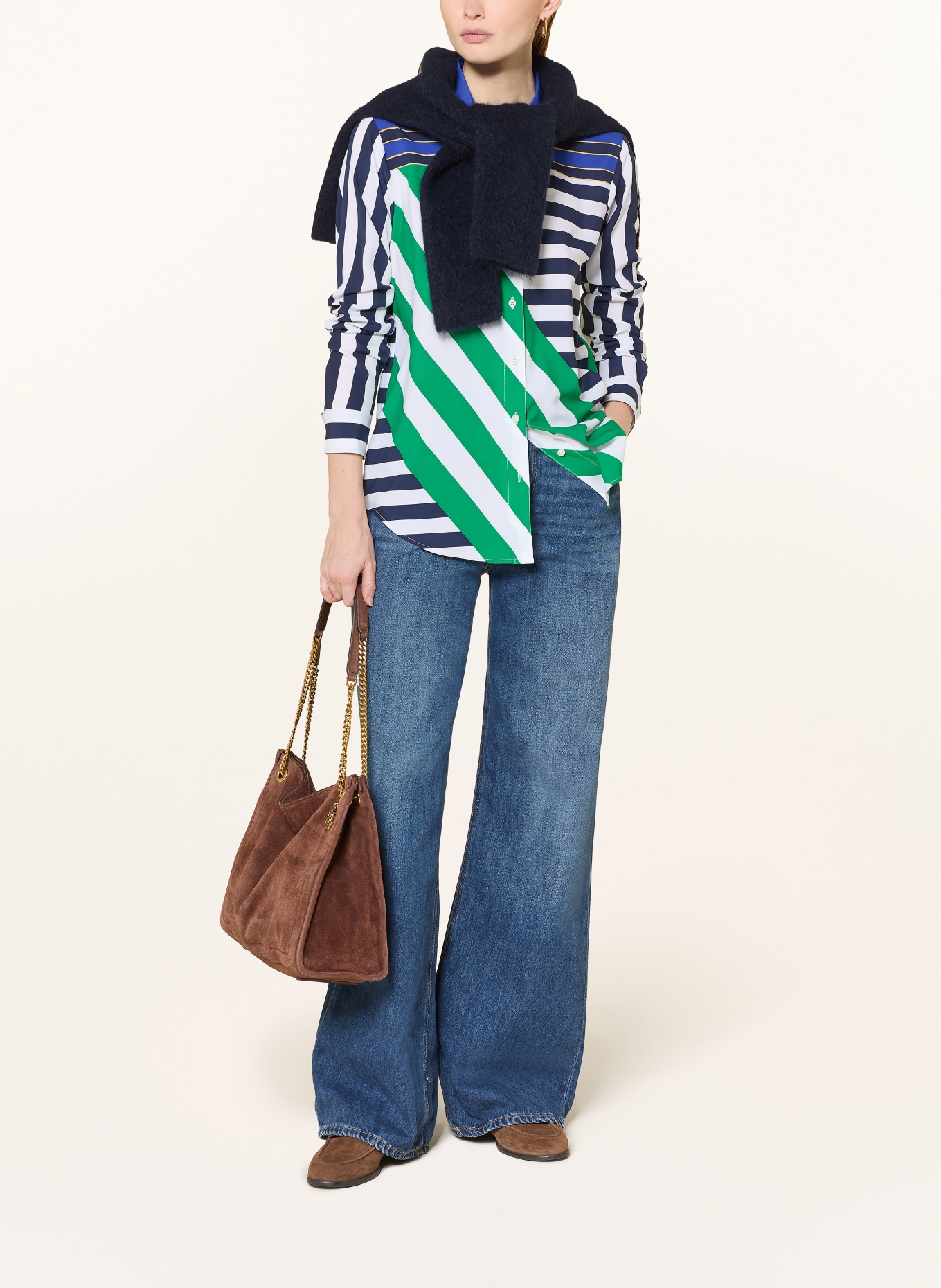 LAUREN RALPH LAUREN košile: MODRÁ / ZELENÁ / BÍLÁ