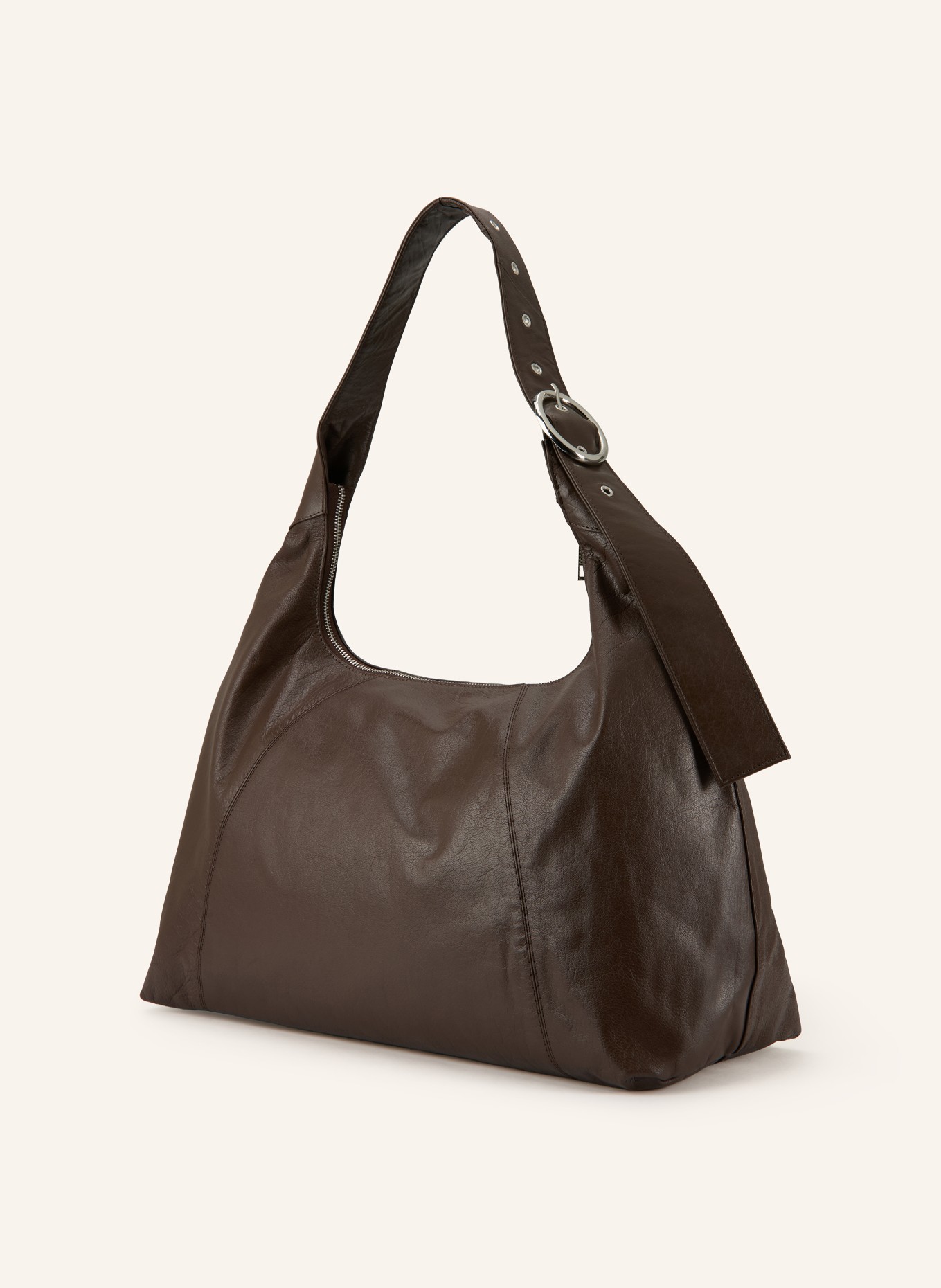 NÚNOO Torba na ramię MAXI DANDY BUCKLE MOUNTAIN: CIEMNOBRĄZOWY / SREBRNY