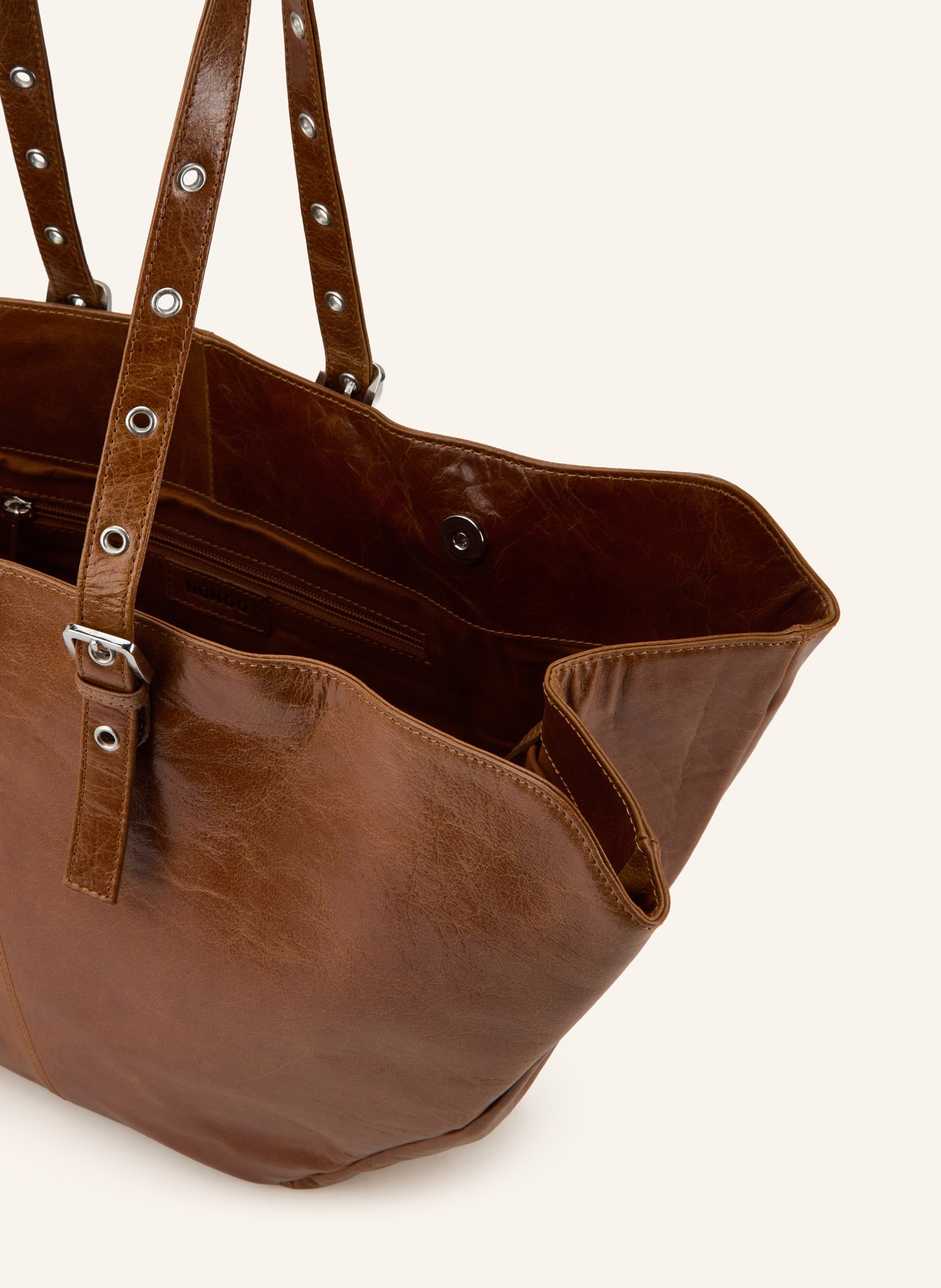 NÚNOO NORA MEGAH shopper bag with pouch: BROWN / SILVER