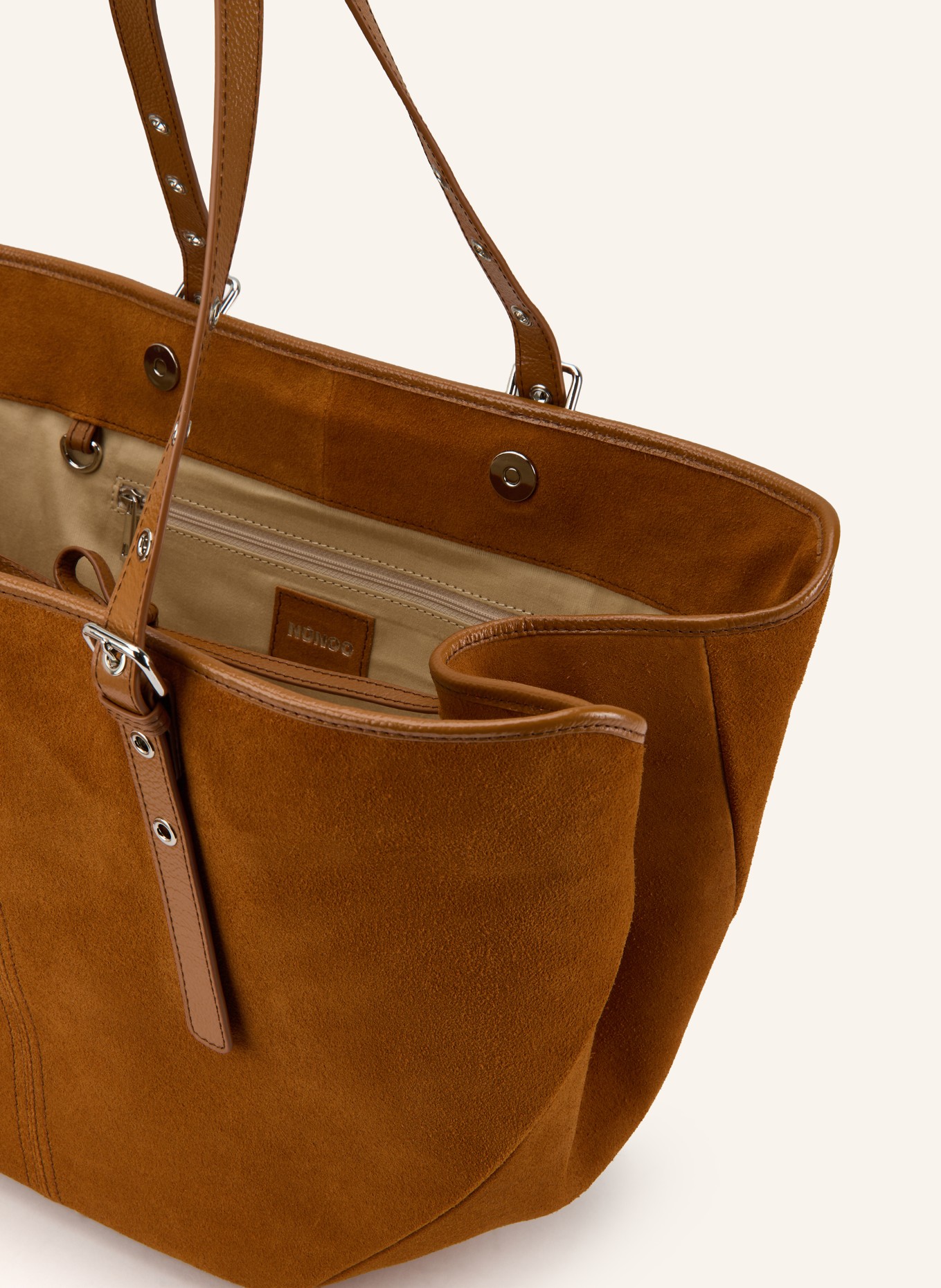 NÚNOO Torba na zakupy NORA z woreczkiem: KONIAKOWY / SREBRNY