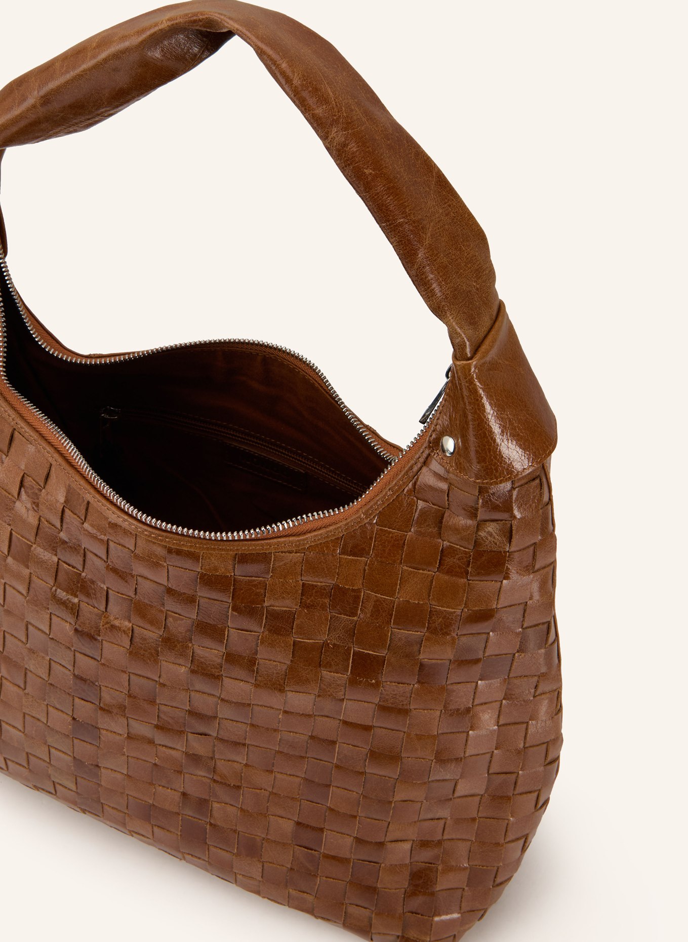 NÚNOO Torba na ramię BIG DANDY BRAIDED MEGAH: BRĄZOWY / SREBRNY