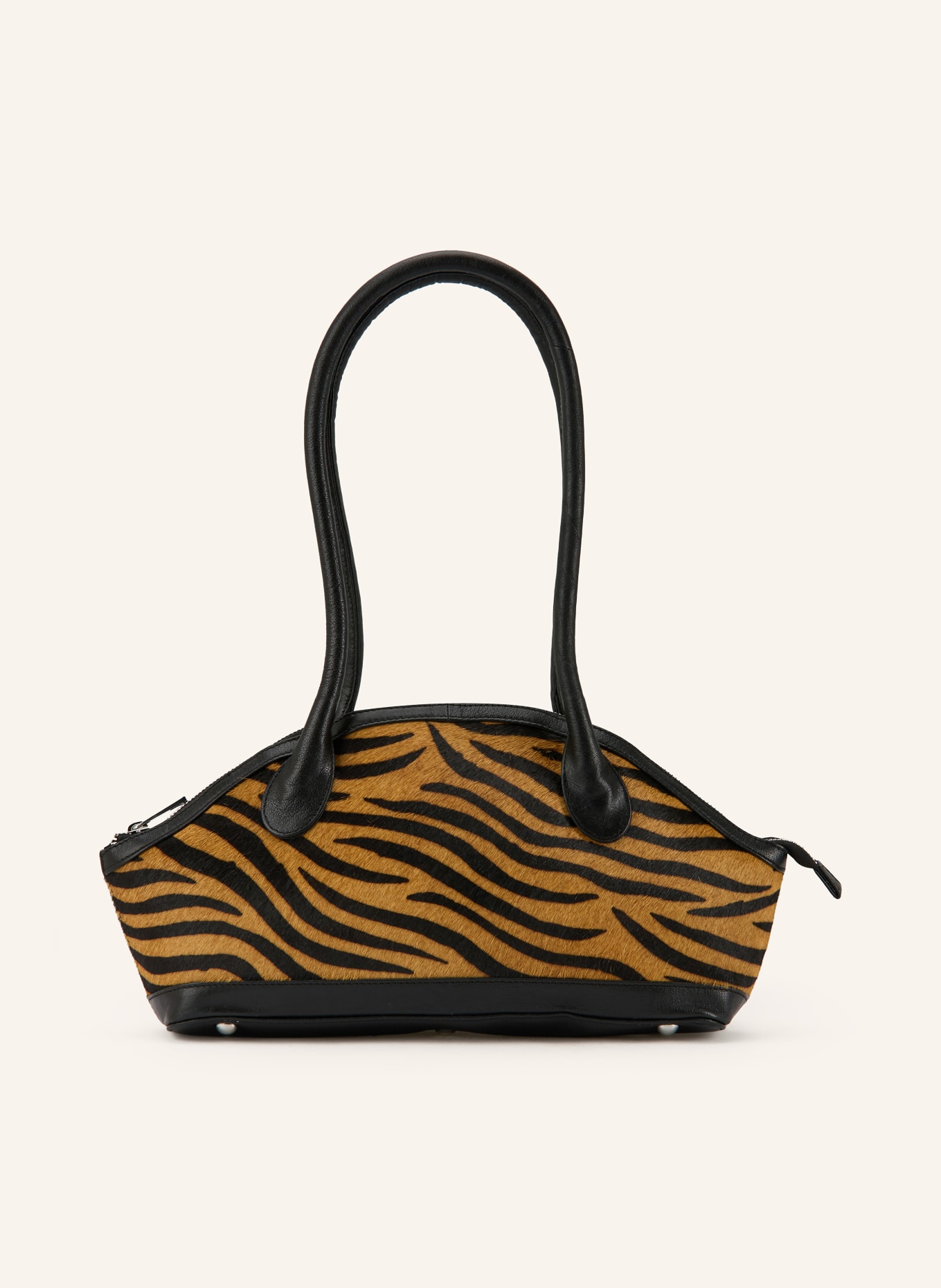 NÚNOO AYO STRIPES DELUXE shoulder bag: BROWN / SILVER / BLACK