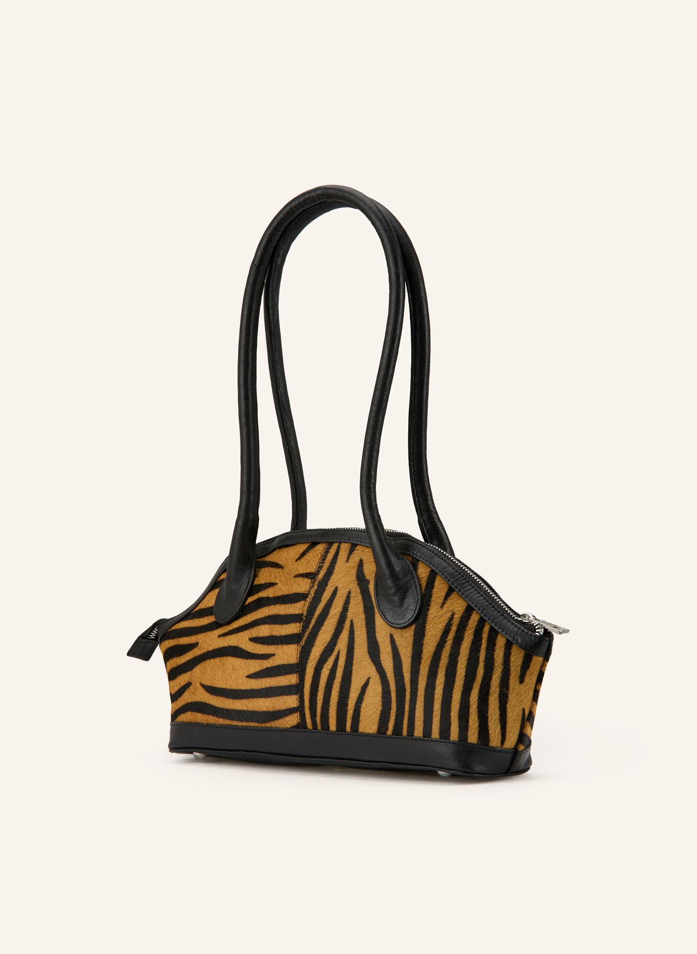 NÚNOO AYO STRIPES DELUXE shoulder bag: BROWN / SILVER / BLACK
