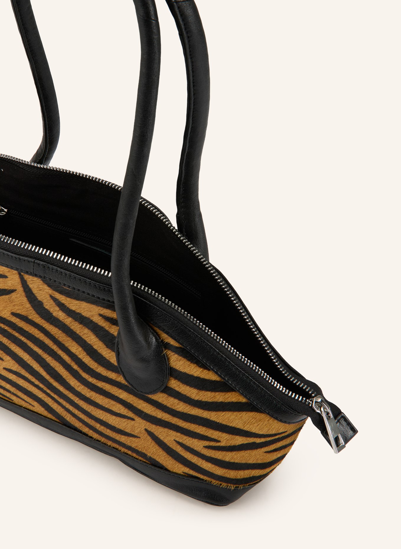 NÚNOO AYO STRIPES DELUXE shoulder bag: BROWN / SILVER / BLACK