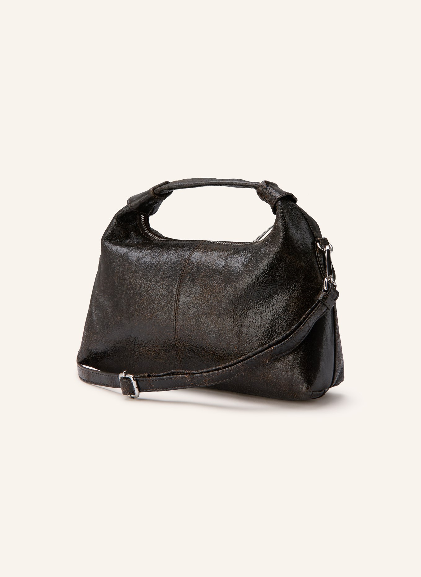 NÚNOO DANDY PÉLÉ handbag with studs: BLACK / LIGHT BROWN