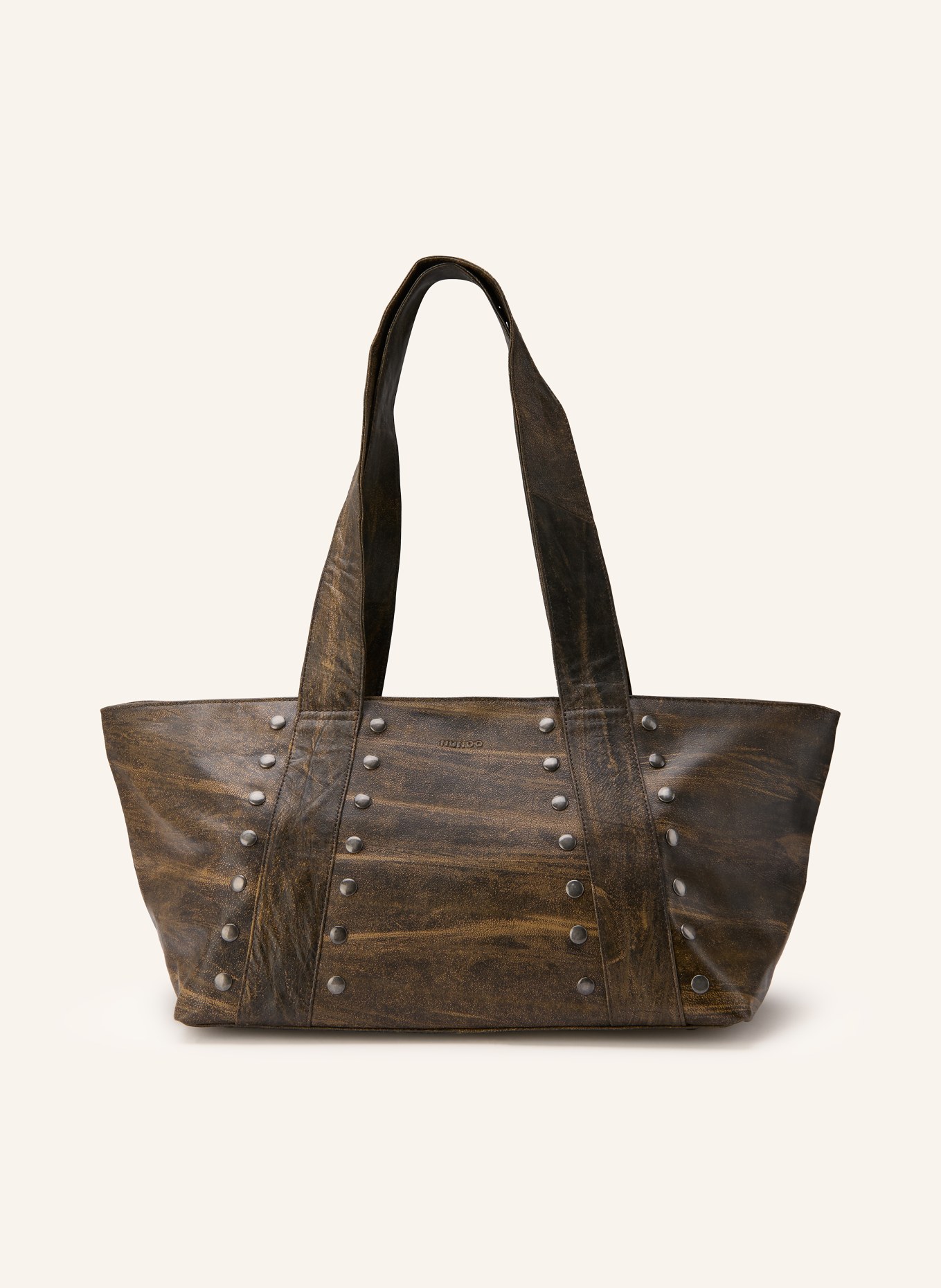 NÚNOO Shopper MAXI with rivets: DARK BROWN / BEIGE