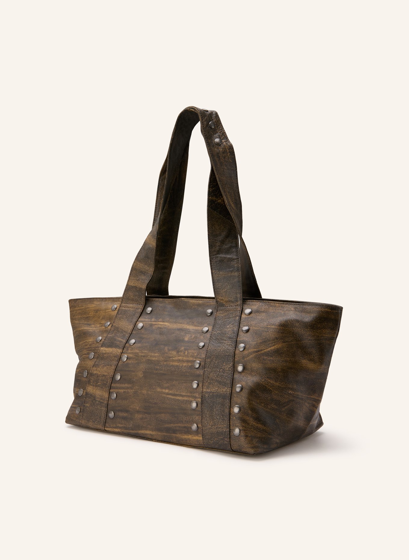 NÚNOO Shopper MAXI with rivets: DARK BROWN / BEIGE