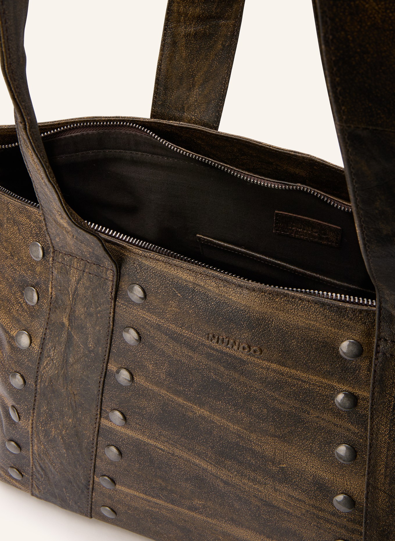 NÚNOO Shopper MAXI with rivets: DARK BROWN / BEIGE