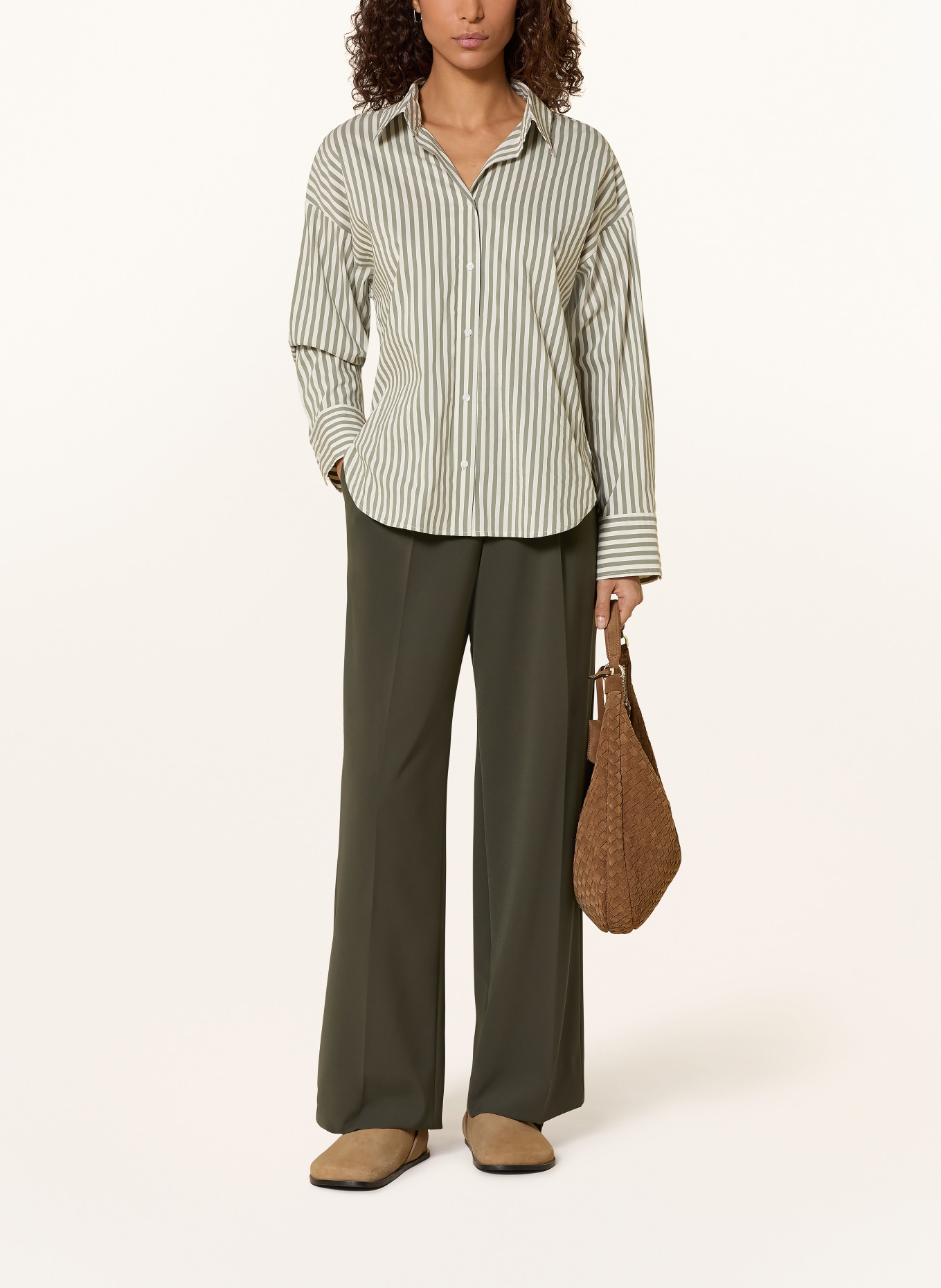 BETTY&CO Hemdbluse: KHAKI / CREME