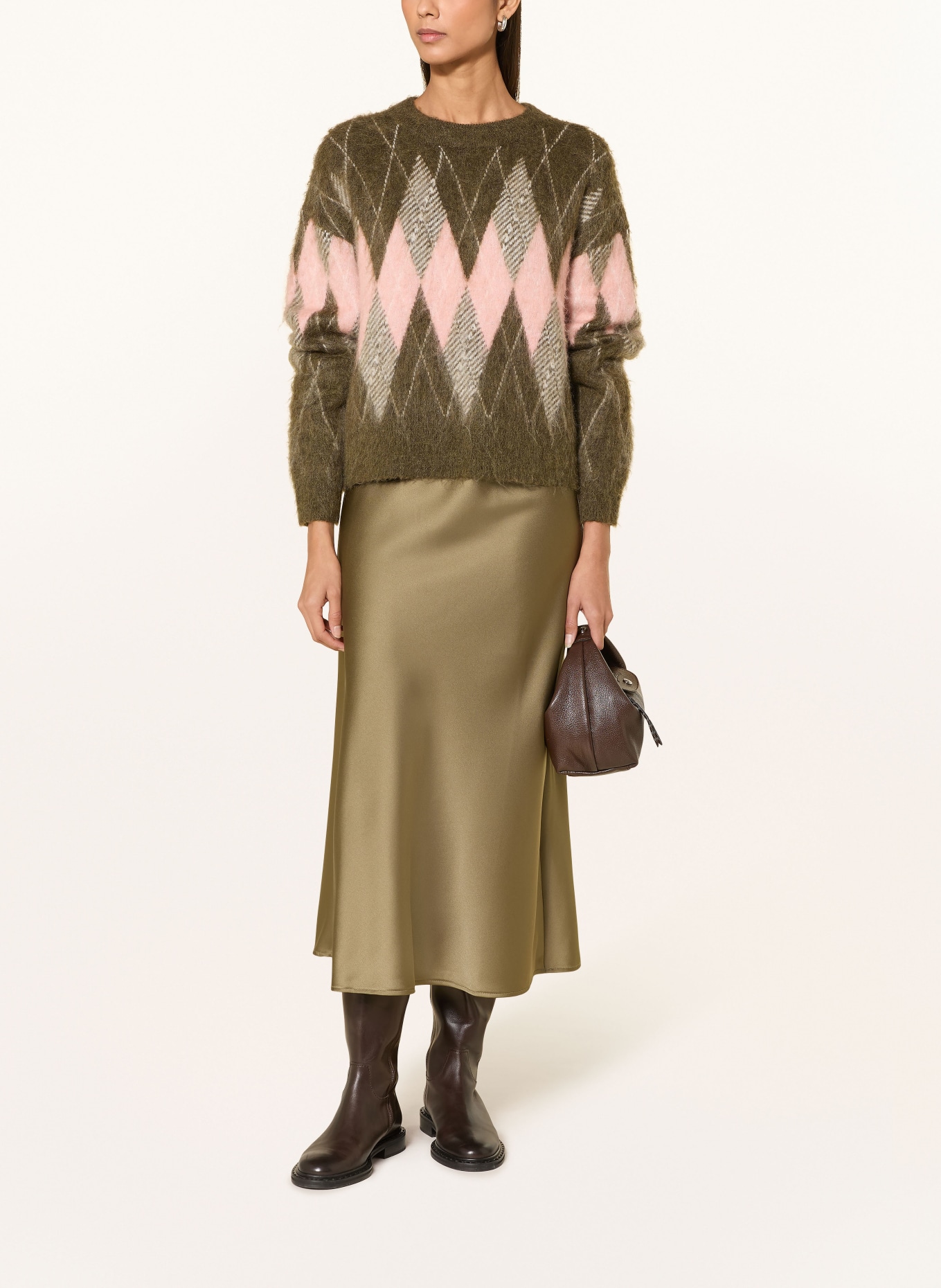 BETTY&CO satin skirt: OLIVE