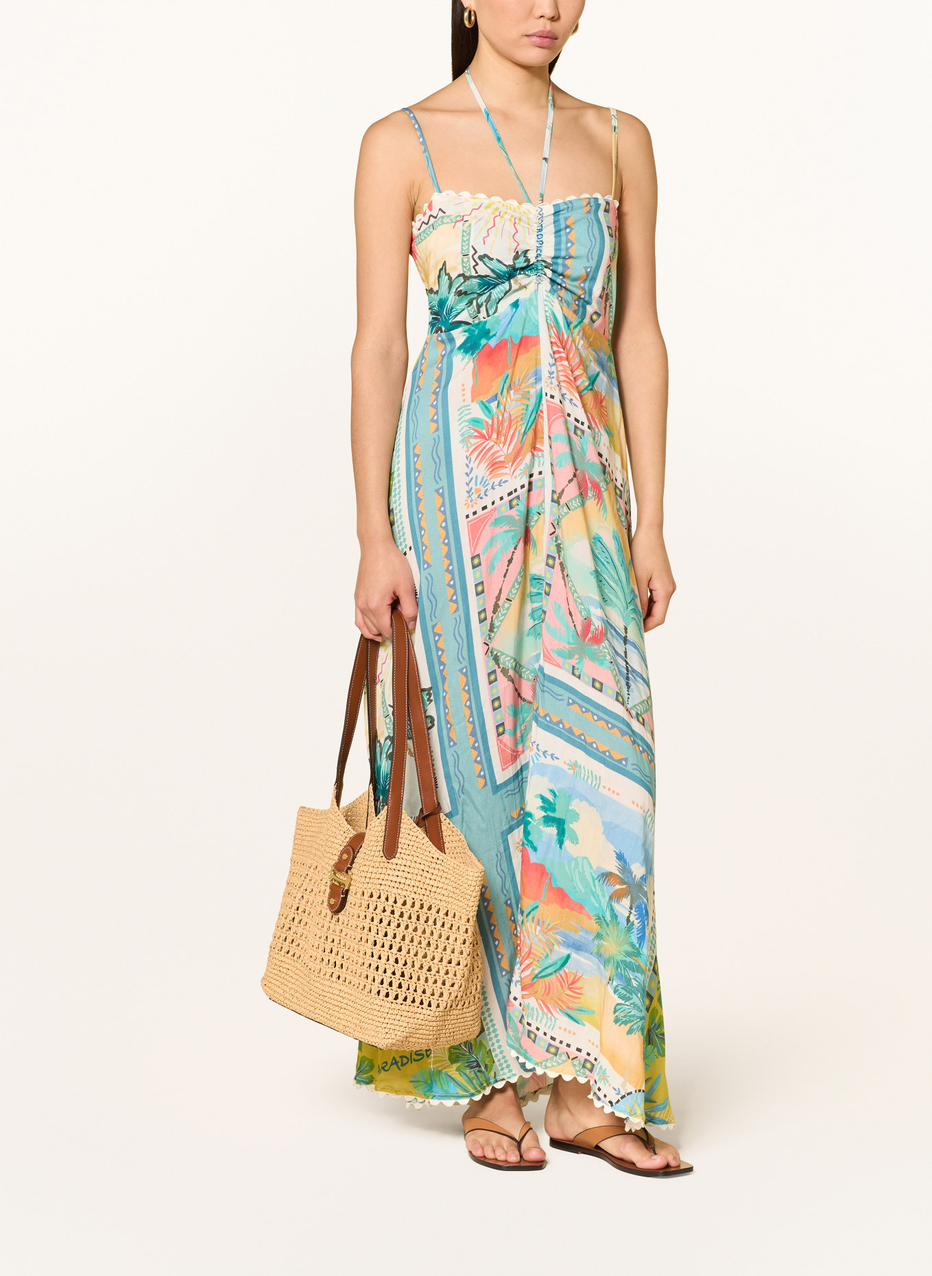 LAUREN RALPH LAUREN Shopper with pouch: BEIGE / COGNAC