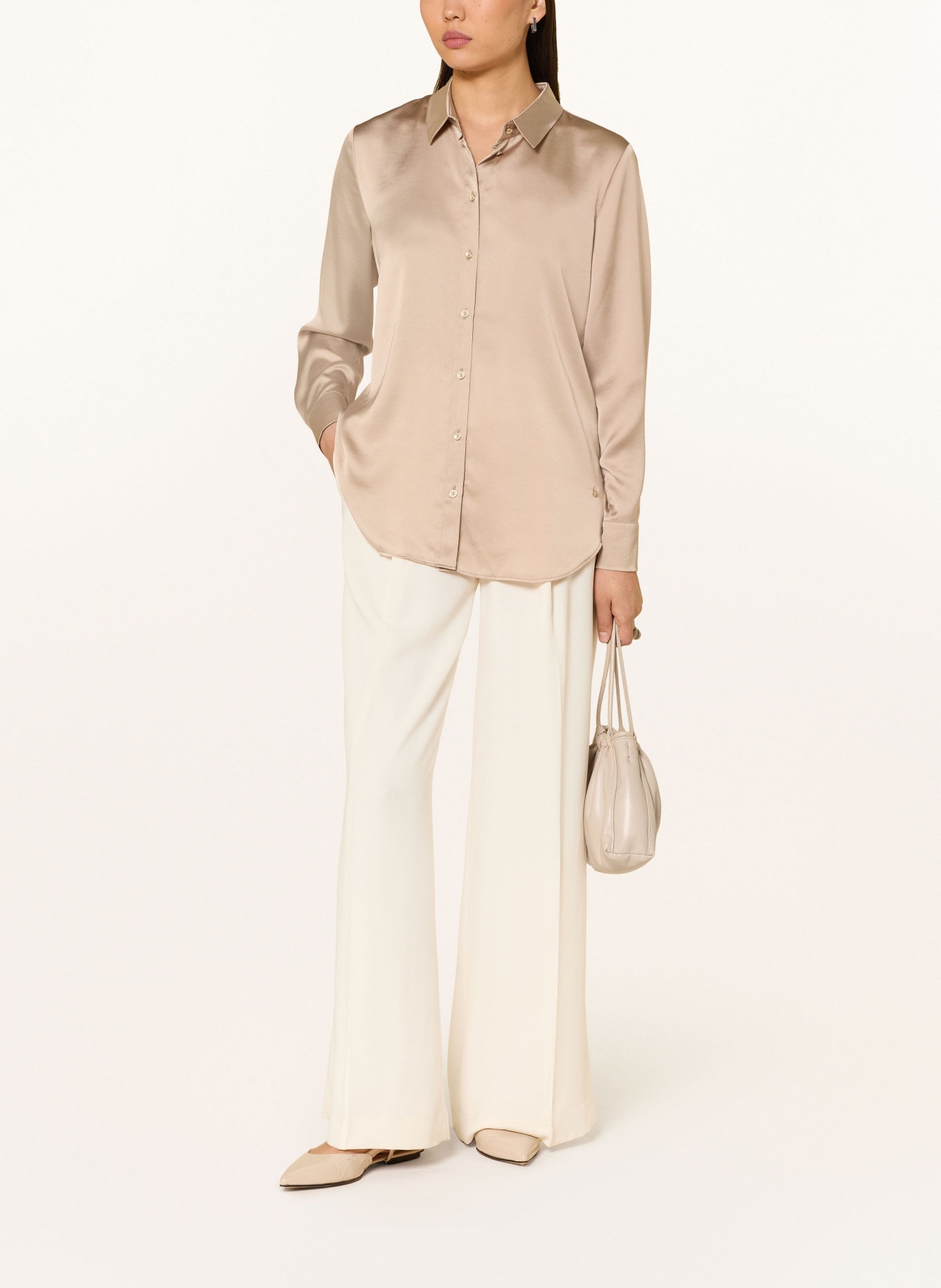 BETTY&CO Hemdbluse aus Satin: BEIGE