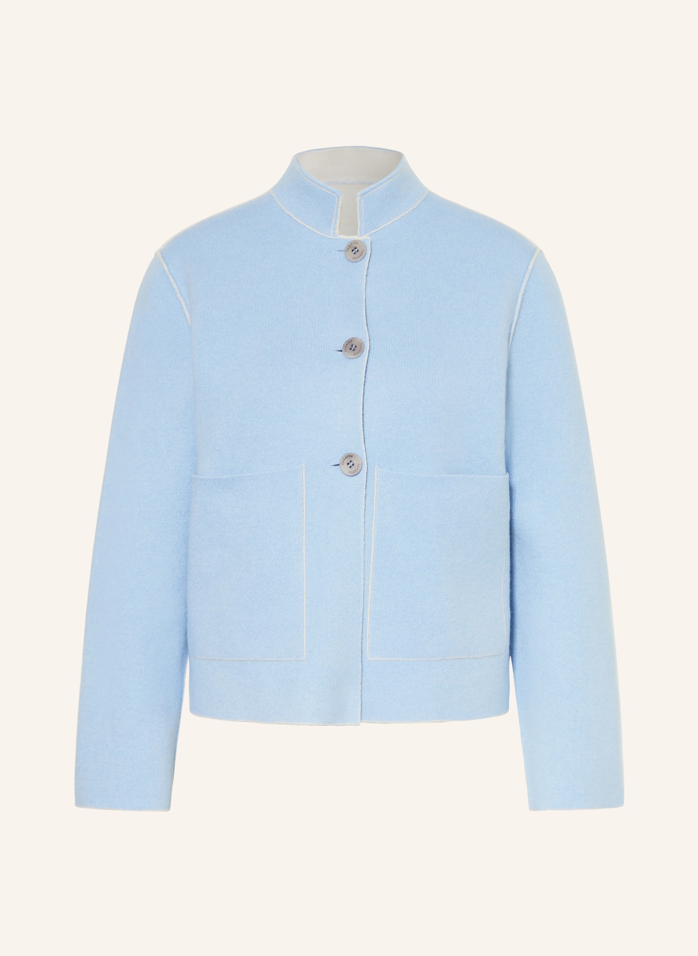lunaria cashmere Cashmere-Jacke: HELLBLAU / CREME