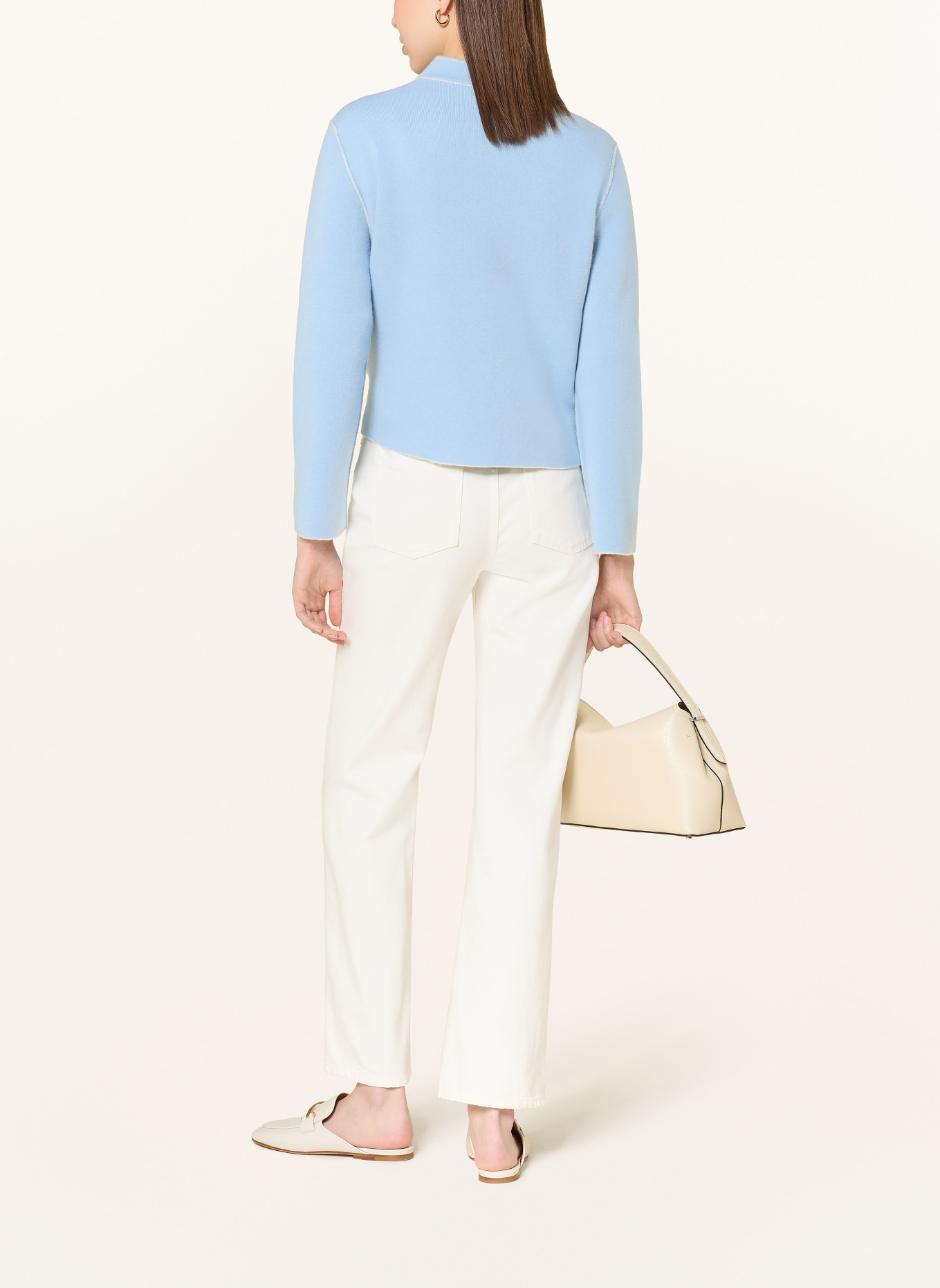 lunaria cashmere Cashmere-Jacke: HELLBLAU / CREME