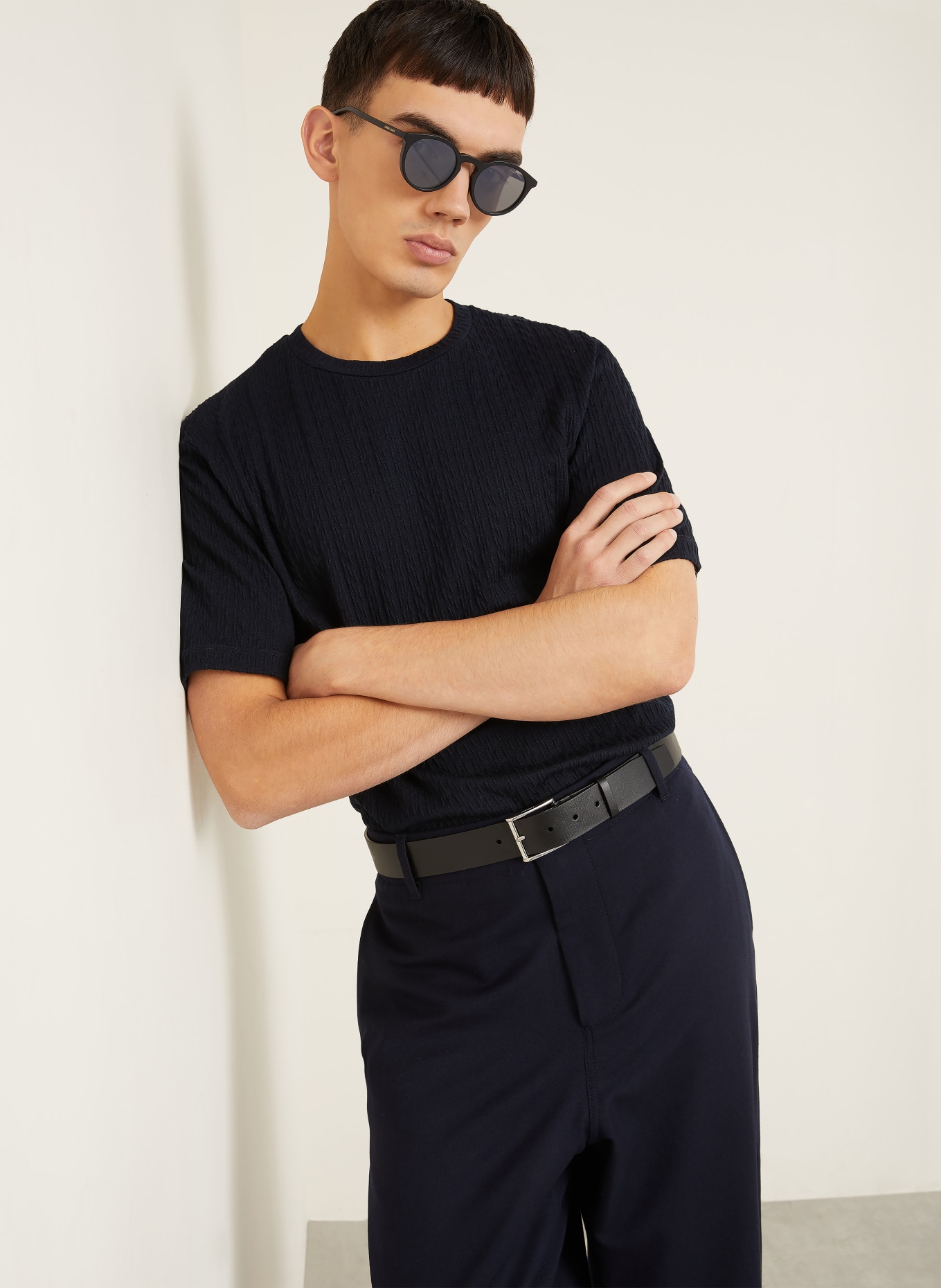 GIORGIO ARMANI Strickshirt: DUNKELBLAU