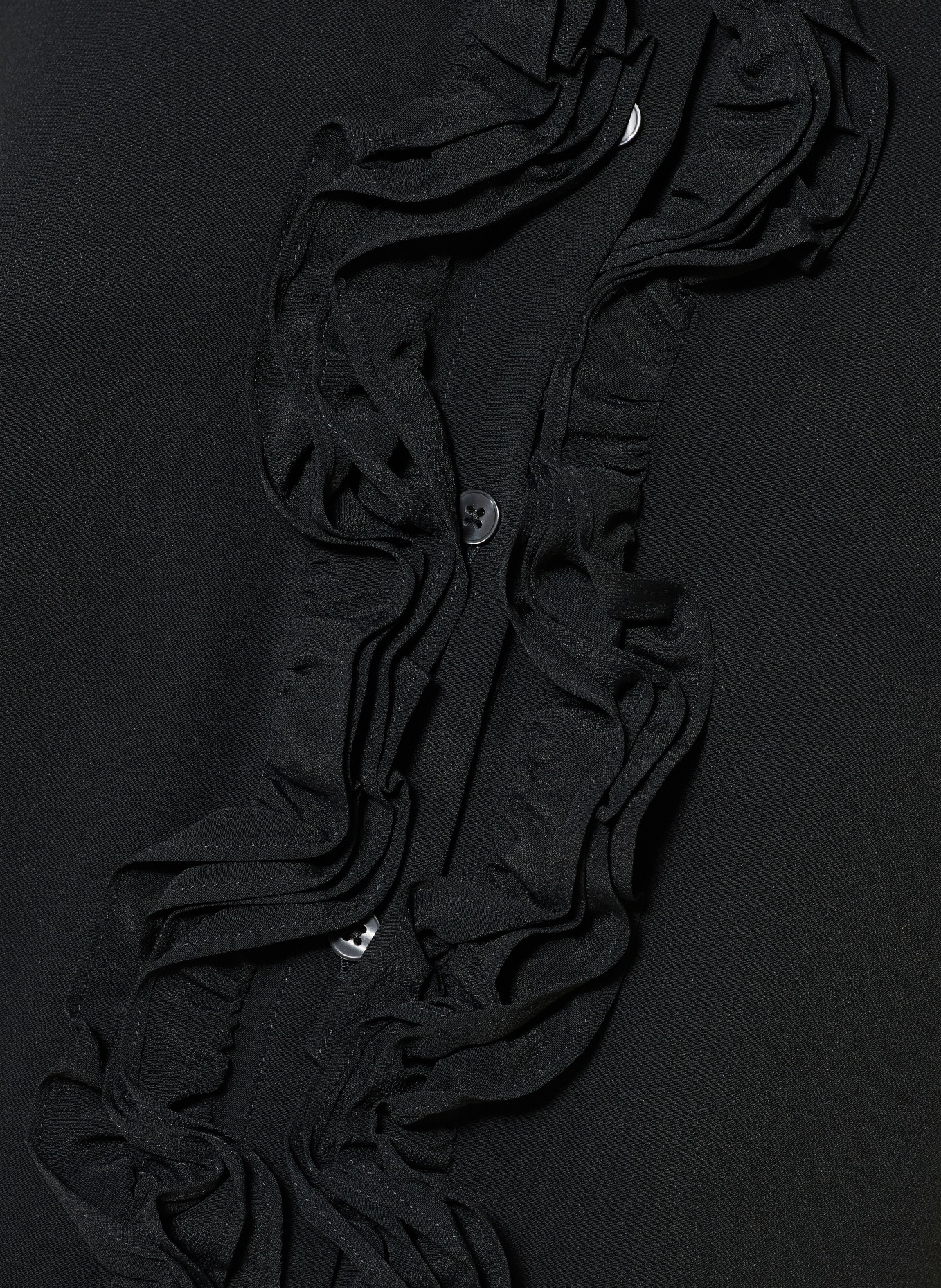 ÉMANOU Bluzka koszulowa SHIRLEY z jedwabiem i falbanami: CZARNY