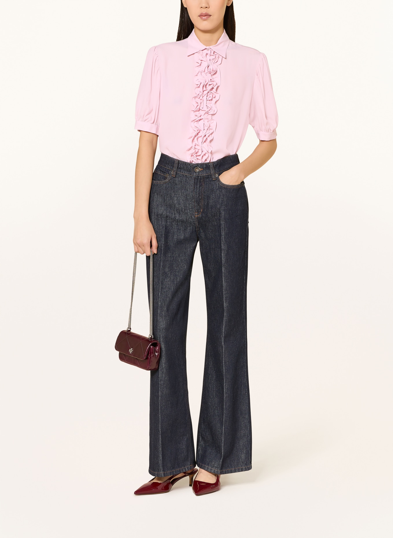 ÉMANOU SHIRLEY shirt blouse with silk and ruffles: ROSE