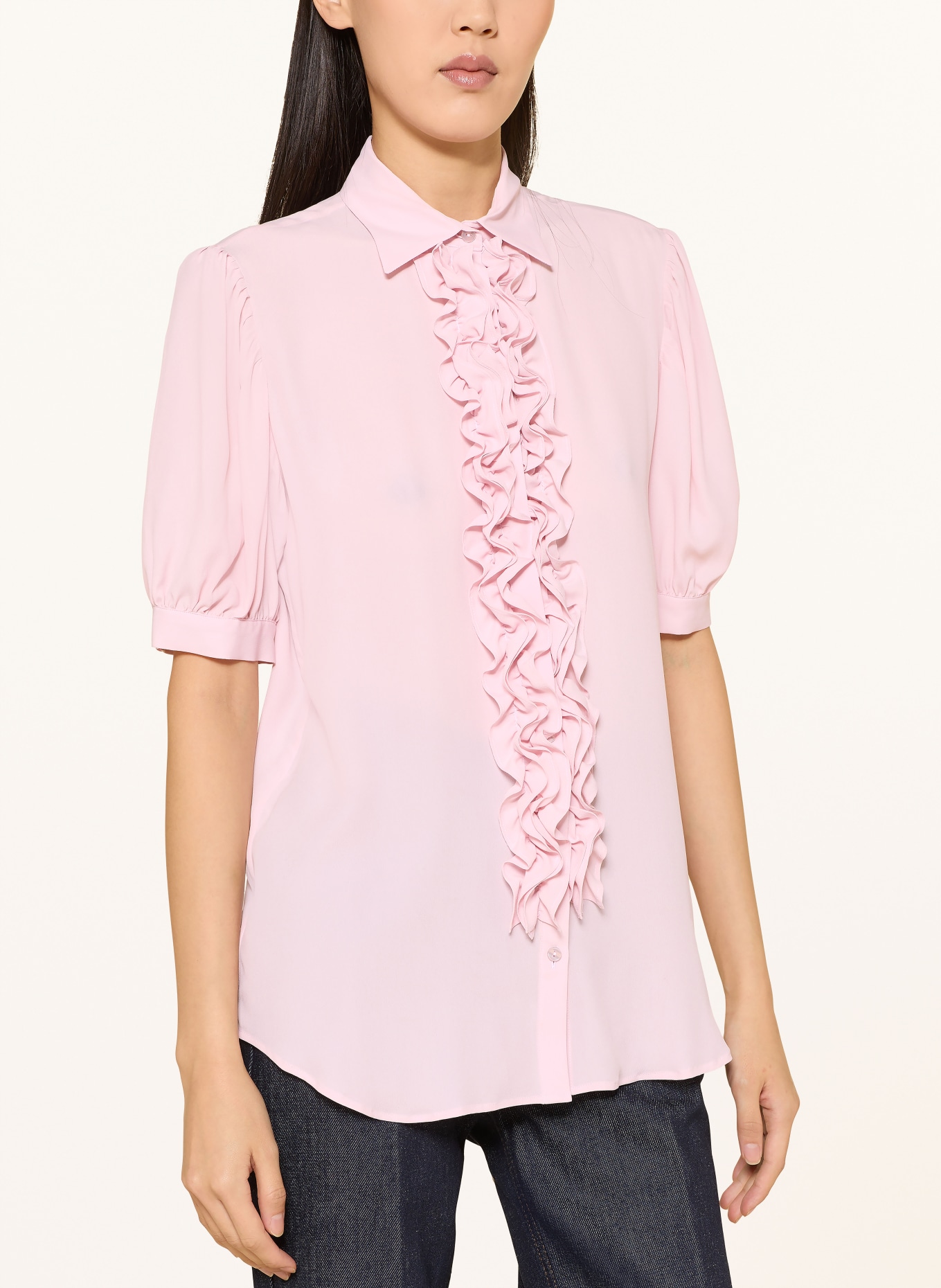 ÉMANOU SHIRLEY shirt blouse with silk and ruffles: ROSE