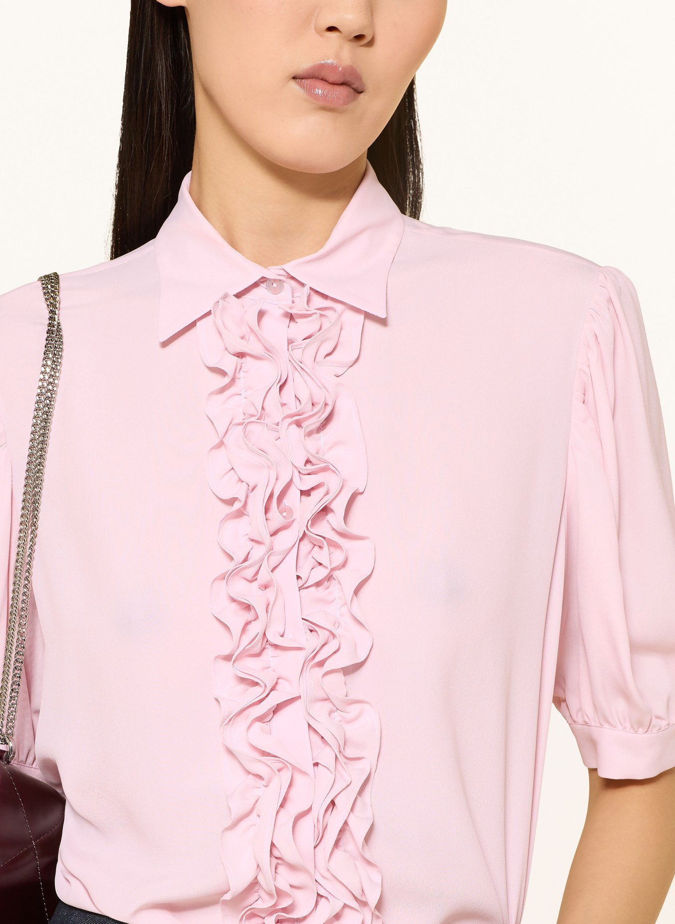 ÉMANOU SHIRLEY shirt blouse with silk and ruffles: ROSE