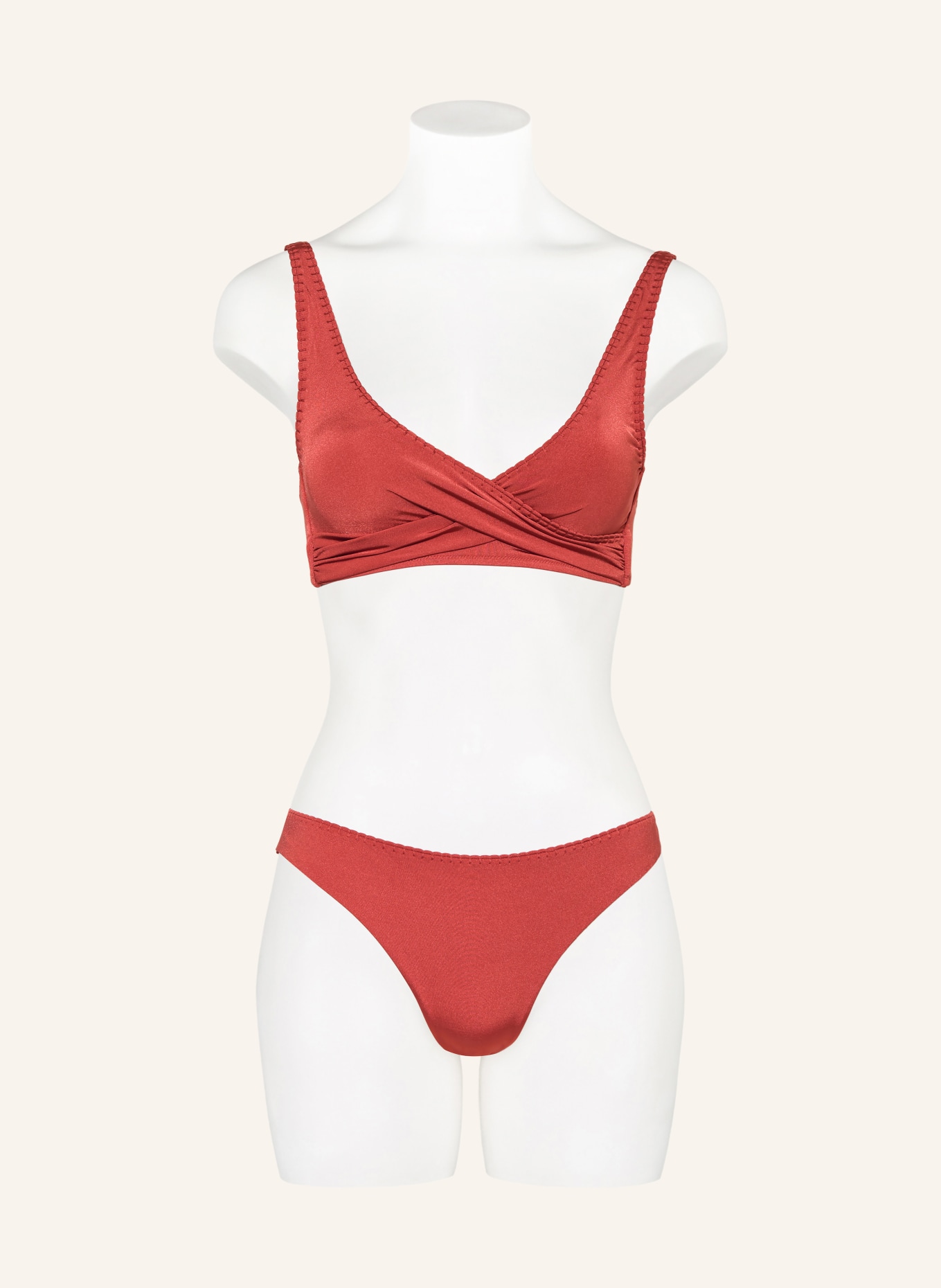 watercult Bustier-Bikini-Top CRAFTED ESSENTIALS in Wickeloptik: DUNKELROT