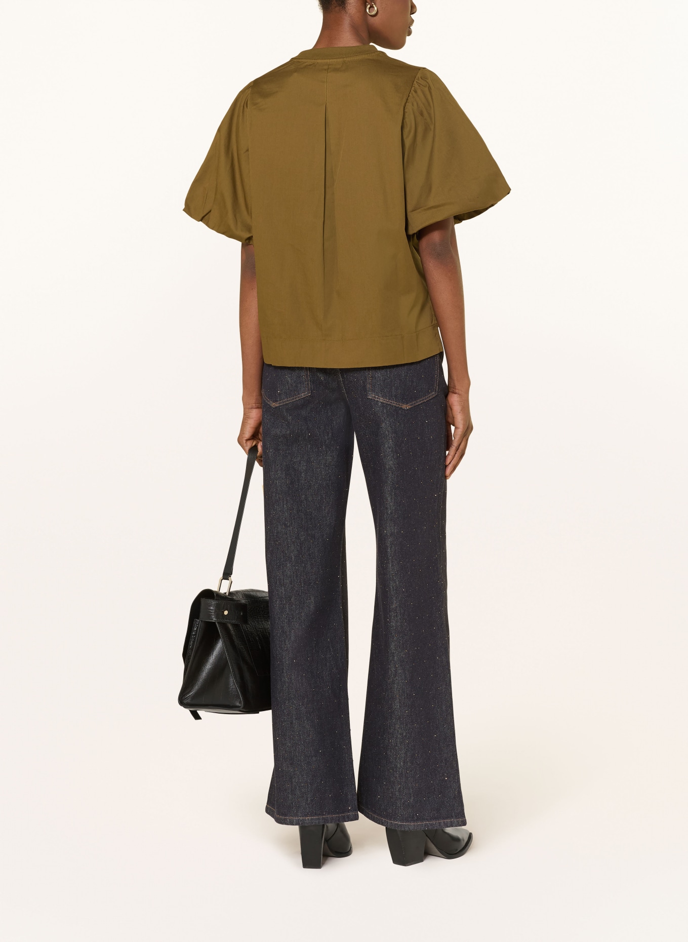 ALLSAINTS JESS T-shirt in a mix of materials: OLIVE