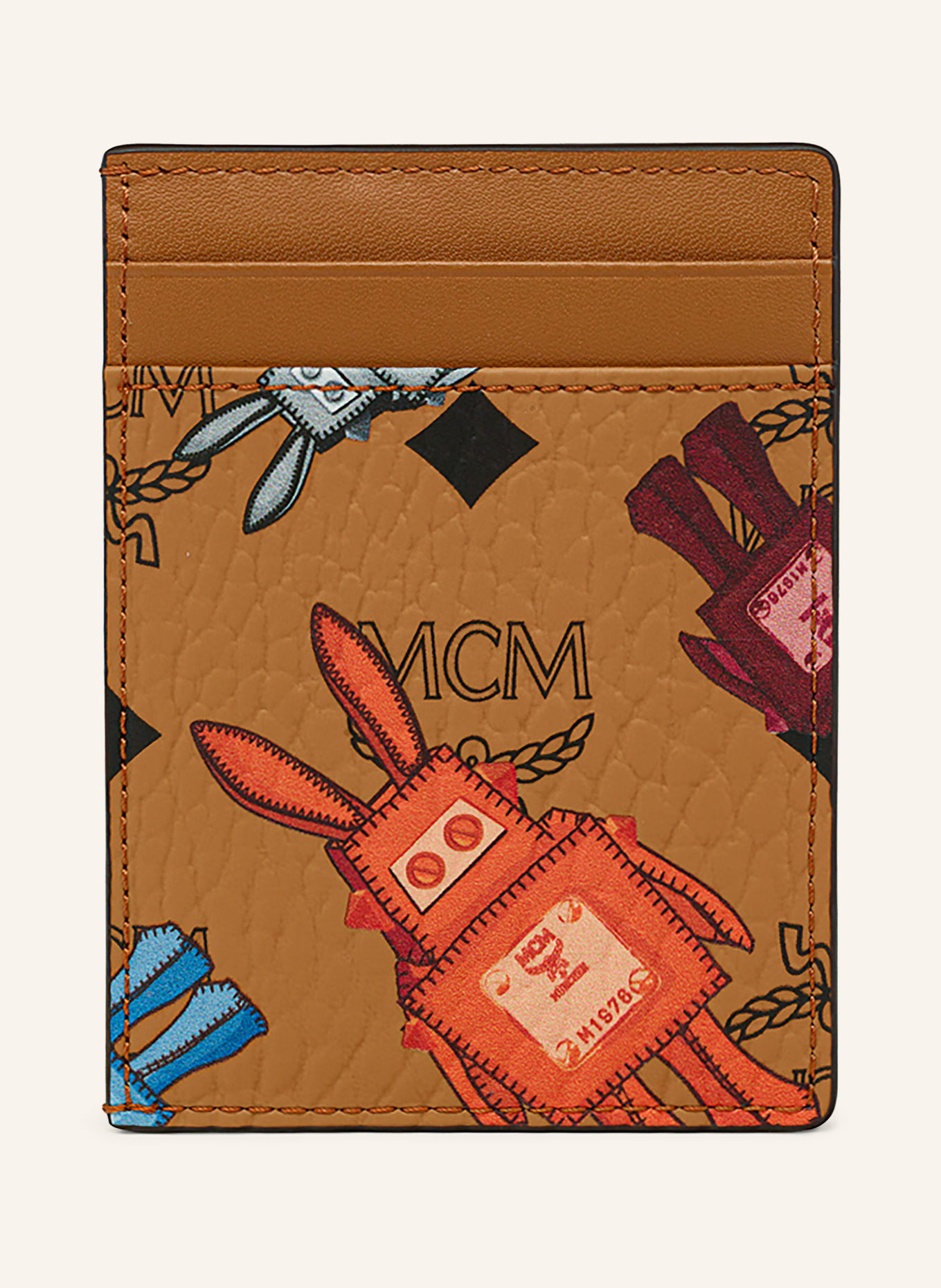MCM Kartenetui AREN MINI: COGNAC / ORANGE / BLAU