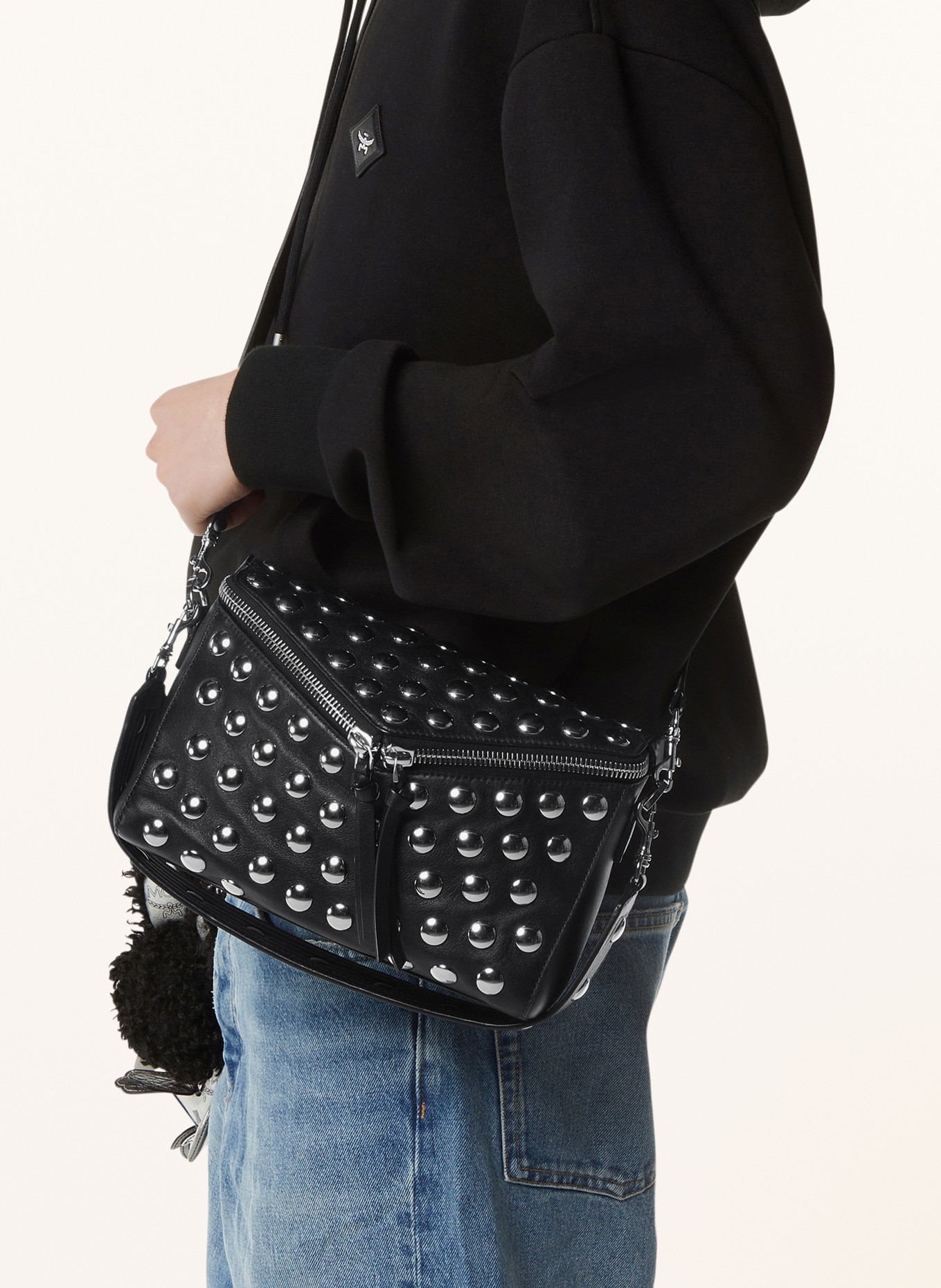 MCM Schultertasche DIAMANT 3D SMALL: SCHWARZ / SILBER