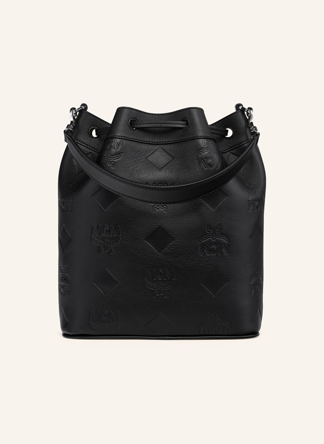 MCM DESSAU MEDIUM drawstring bag: BLACK