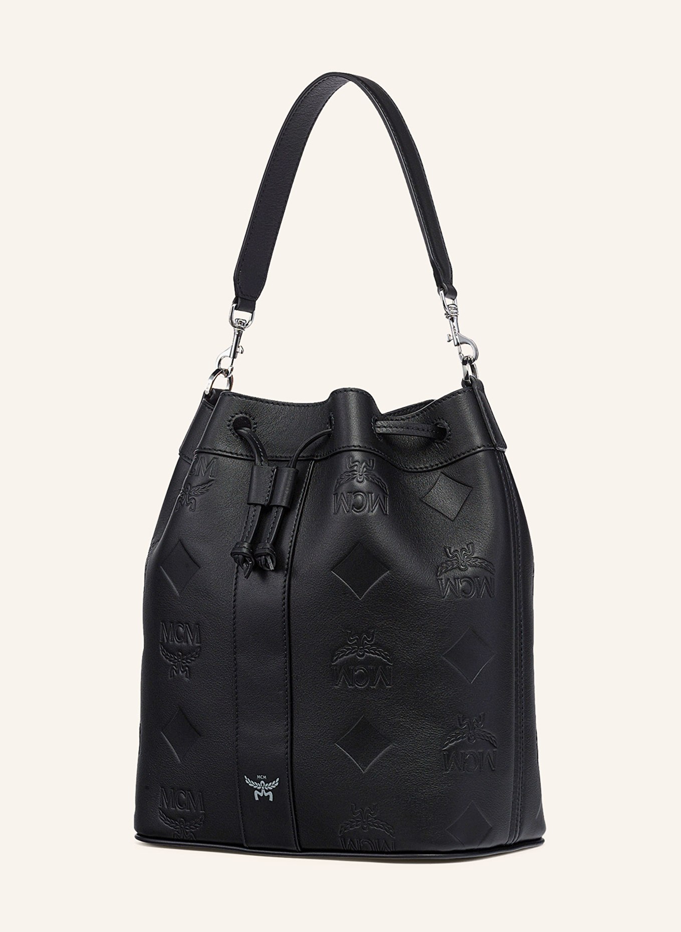 MCM DESSAU MEDIUM drawstring bag: BLACK