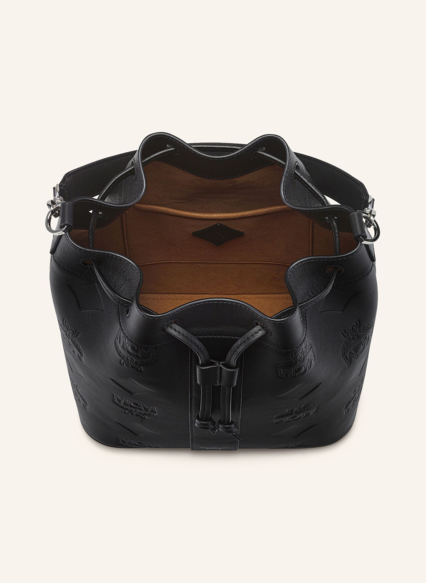 MCM DESSAU MEDIUM drawstring bag: BLACK