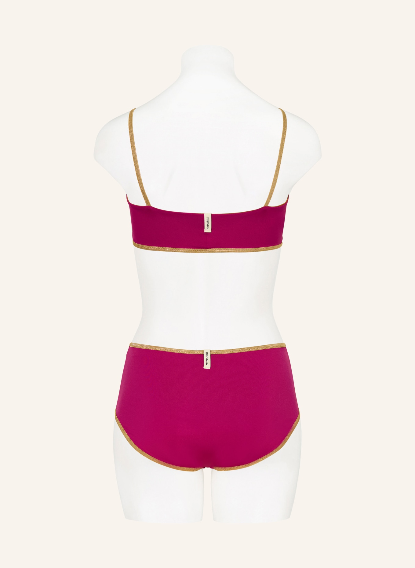 MYMARINI Majtki bikini SHINE dwustronne z ochroną UV 50+: BRĄZOWY / ZŁOTY / MOCNORÓŻOWY