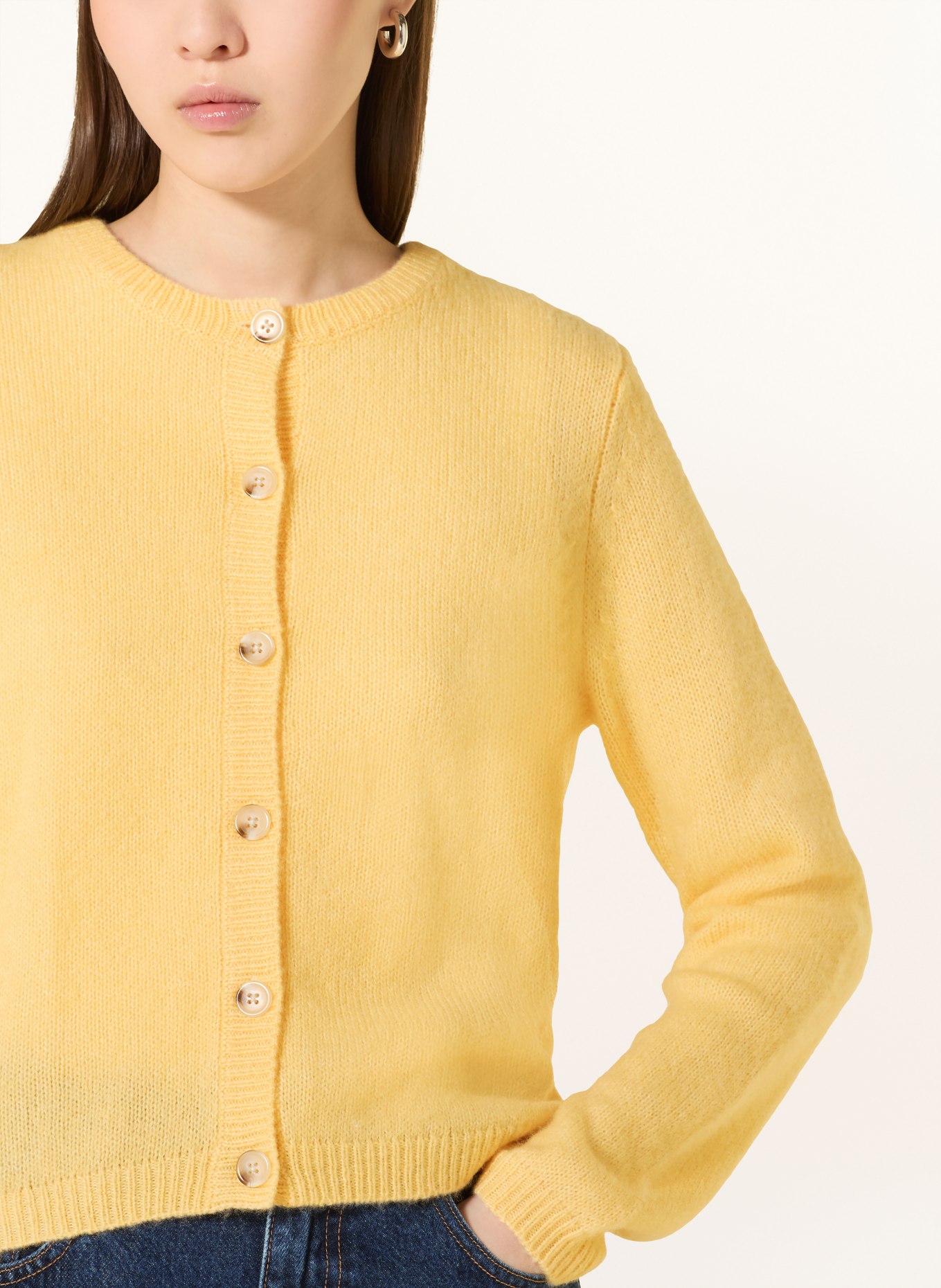 MRS & HUGS Strickjacke mit Cashmere: DUNKELGELB