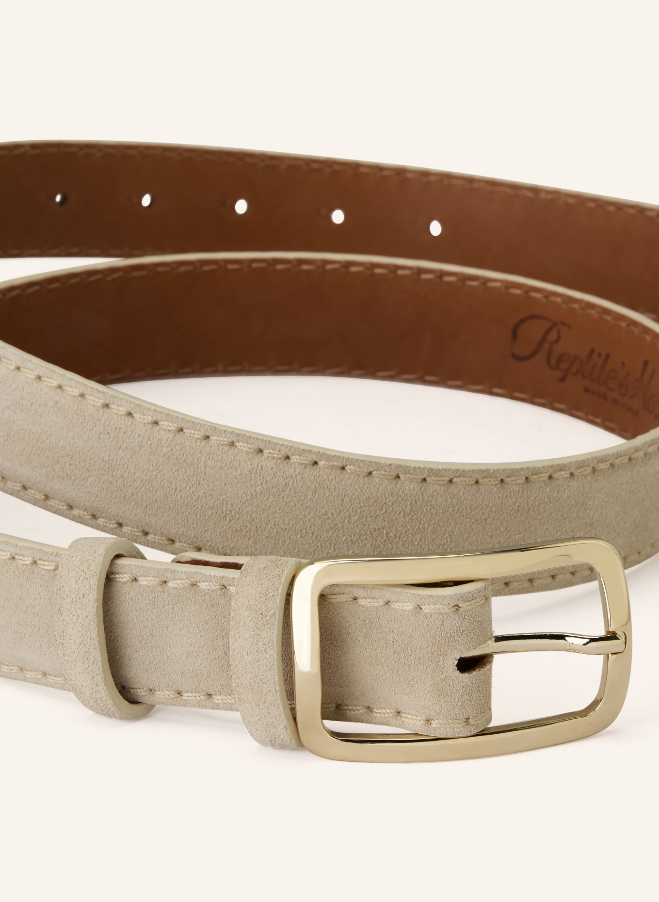 Reptile's House leather belt: ECRU / GOLD